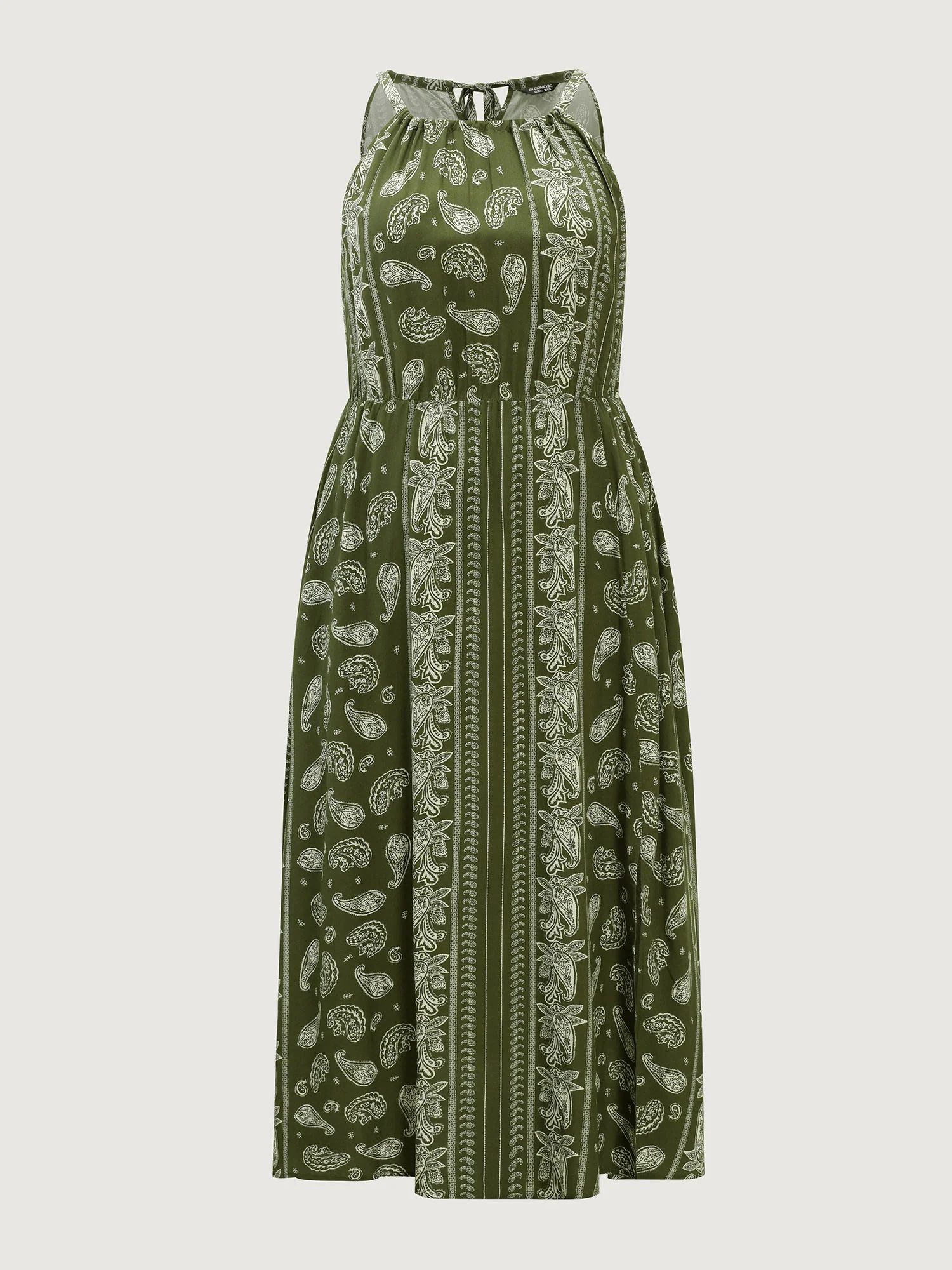 Silhouette Flower Striped Halter Neck Maxi Dress - Image 7
