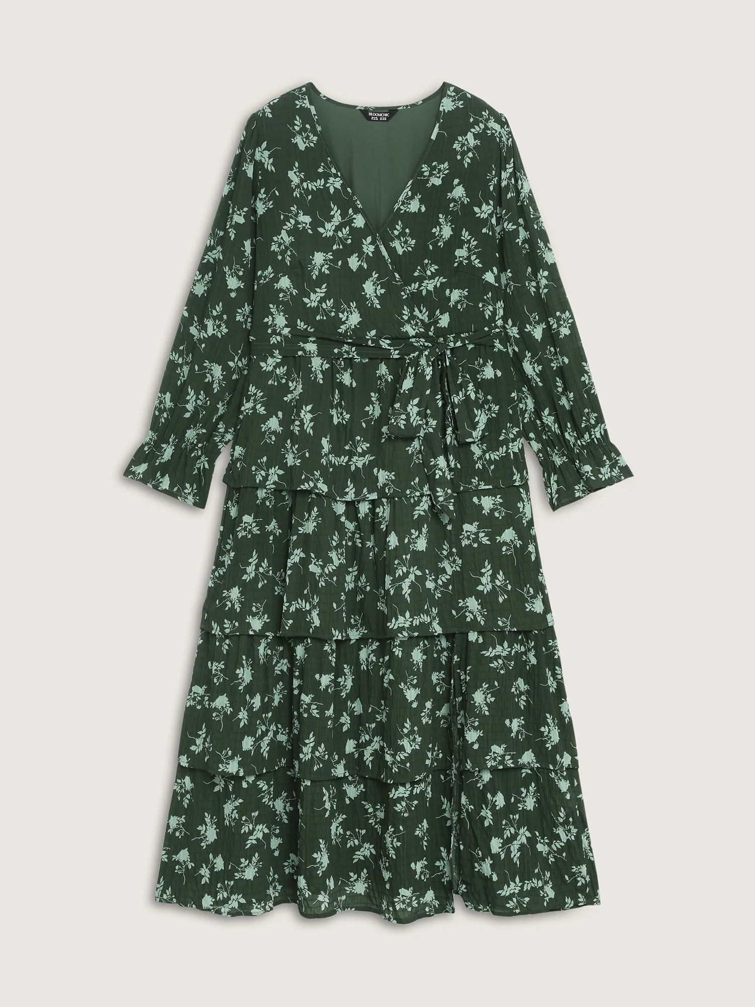 Silhouette Flower Tiered Belted Maxi Dress - Image 7
