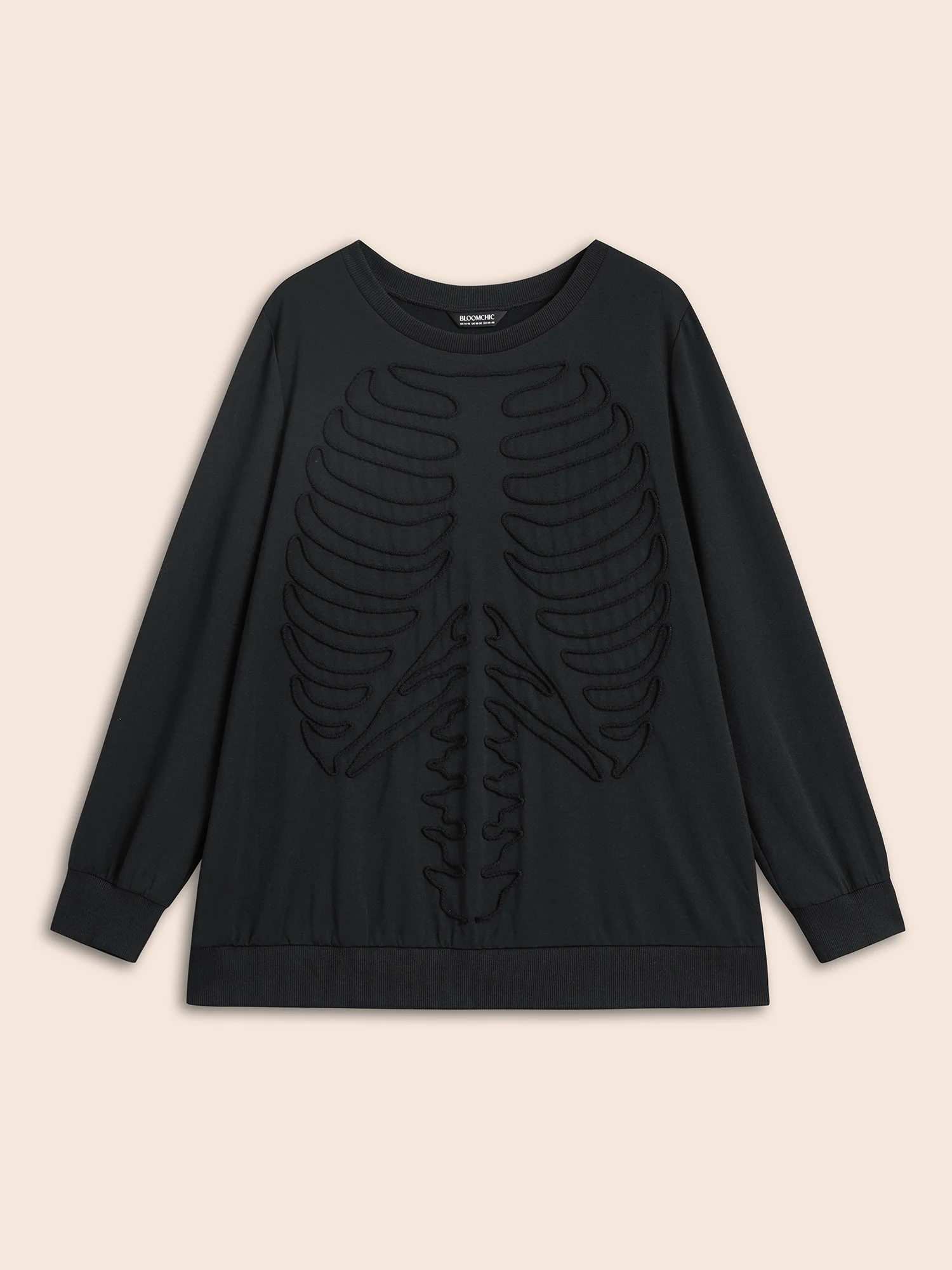 Skeleton Embroidered Crew Neck Sweatshirt - Image 6