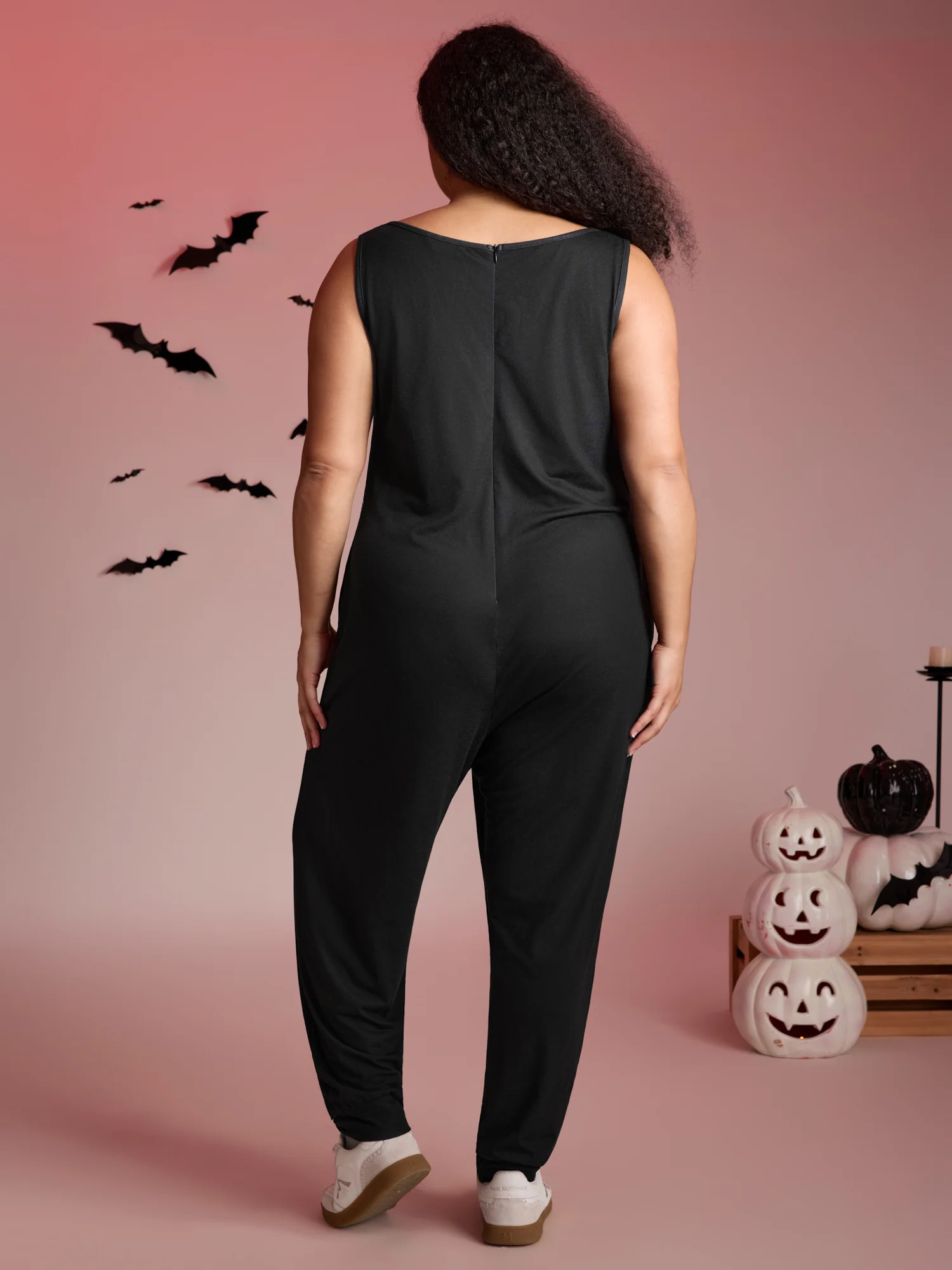 Skeleton Printed Off-Sleeves Jumpsuit - Image 4