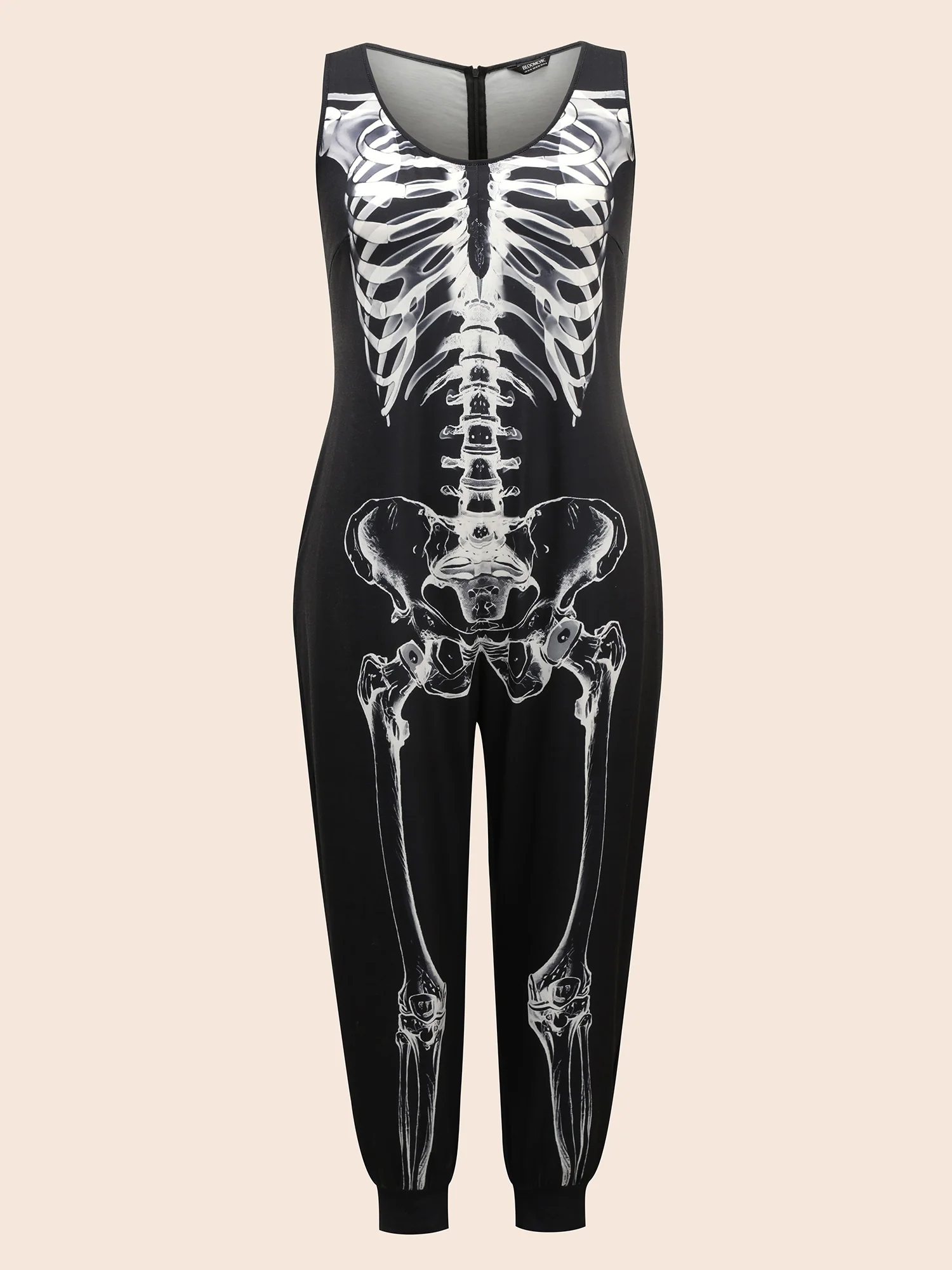 Skeleton Printed Off-Sleeves Jumpsuit - Image 7