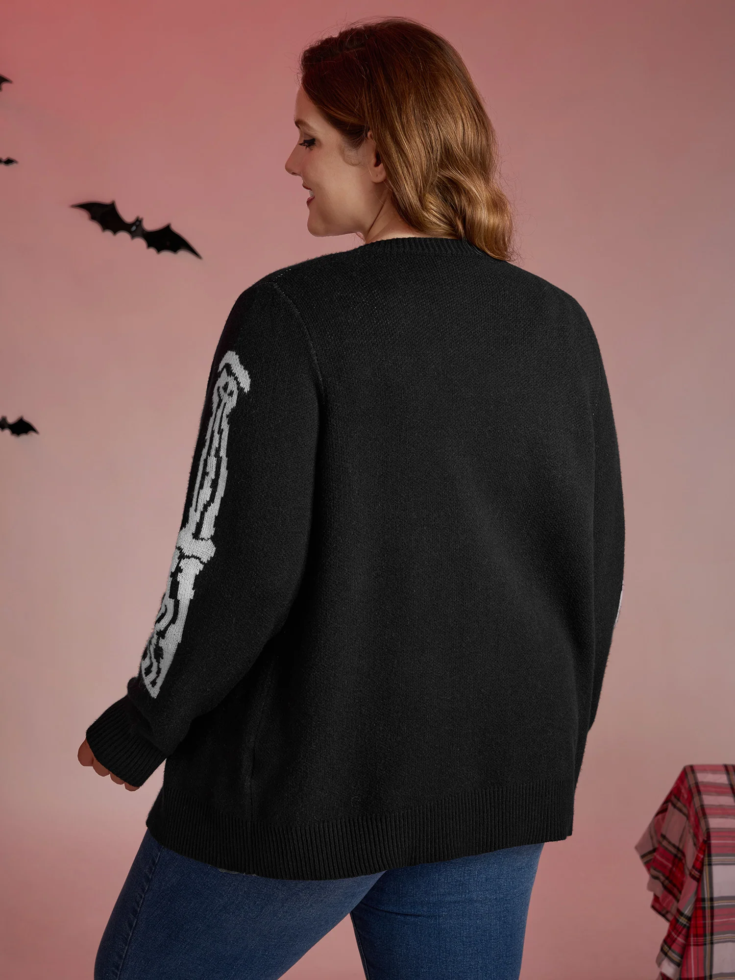 Skeleton Ribcage Print Button Knit Cardigan - Image 5