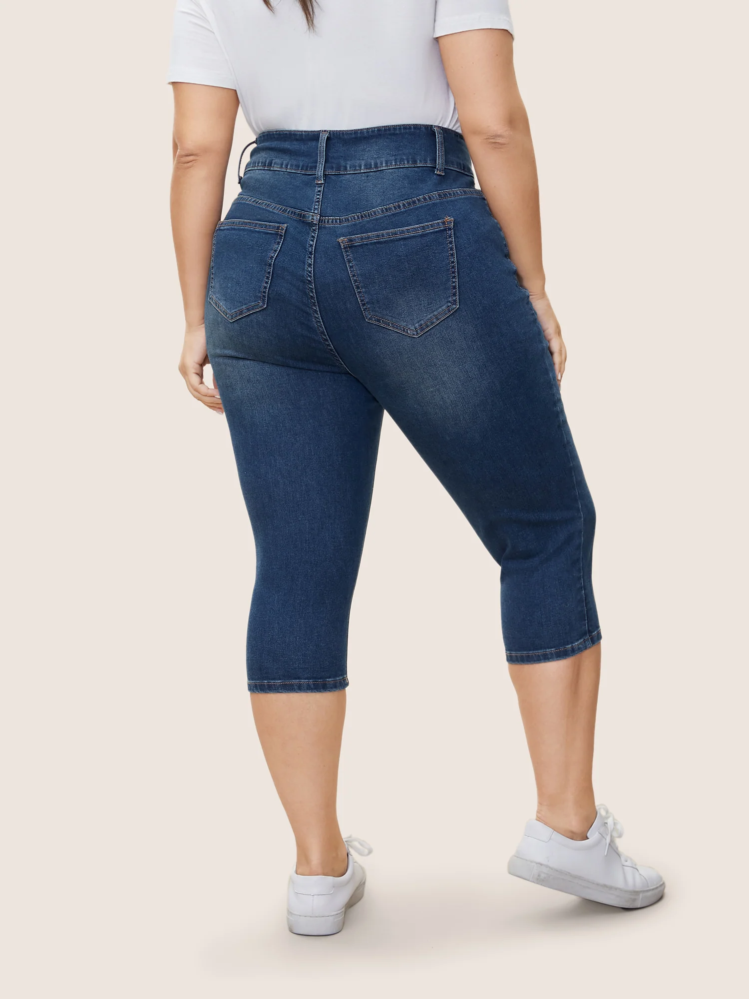 Skinny Below The Knees Pocket Jeans - Image 4
