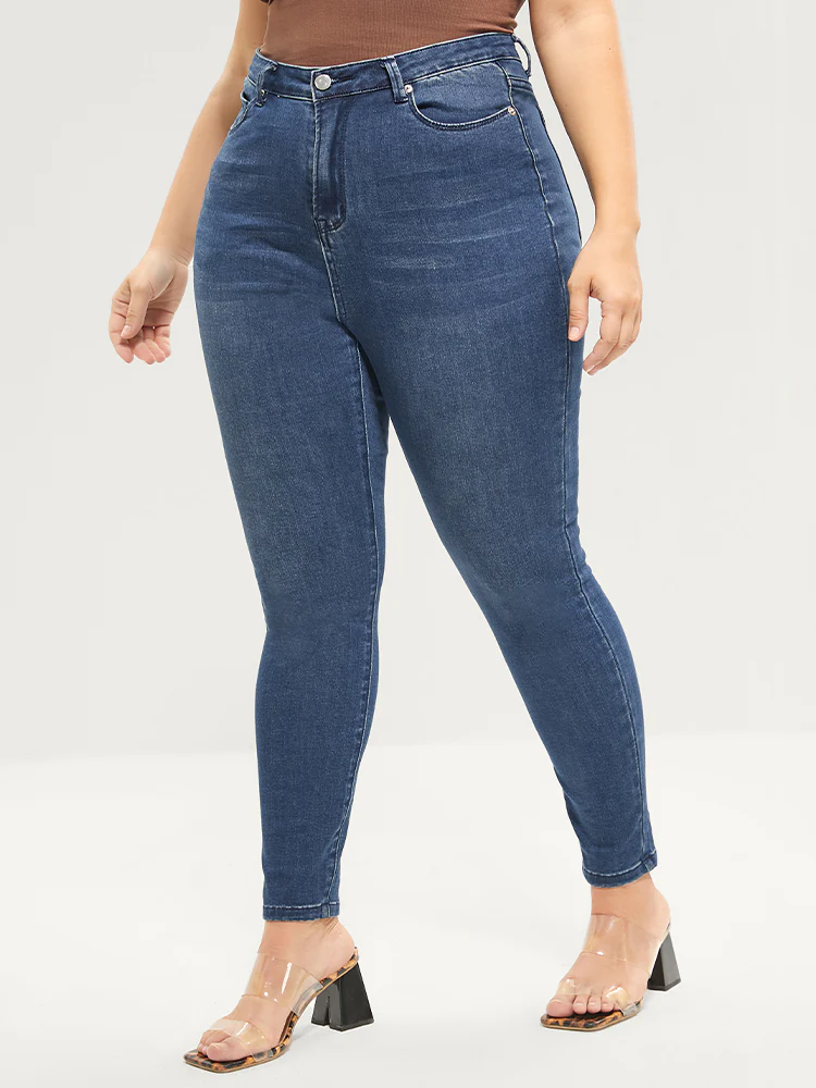 Skinny Extremely Stretchy High Rise Medium Wash Sculpt Waist Jeans - Image 4