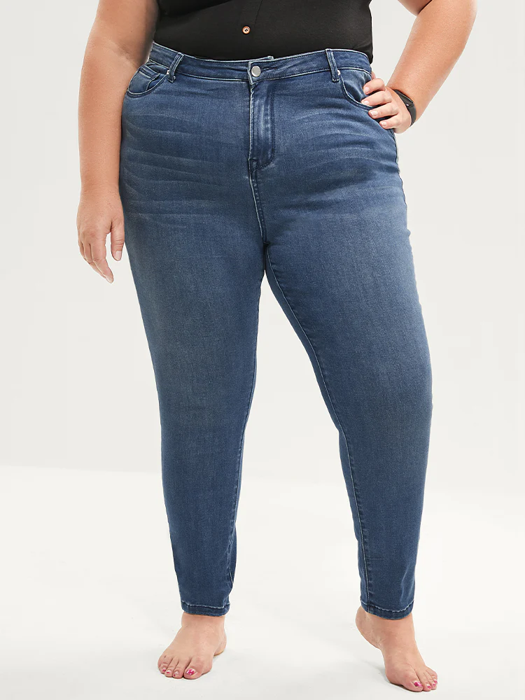 Skinny Extremely Stretchy High Rise Medium Wash Sculpt Waist Jeans - Image 6