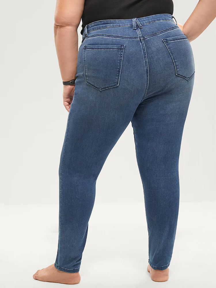 Skinny Extremely Stretchy High Rise Medium Wash Sculpt Waist Jeans - Image 7