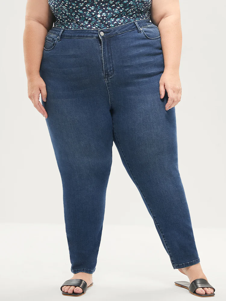 Skinny Extremely Stretchy High Rise Medium Wash Sculpt Waist Jeans - Image 8