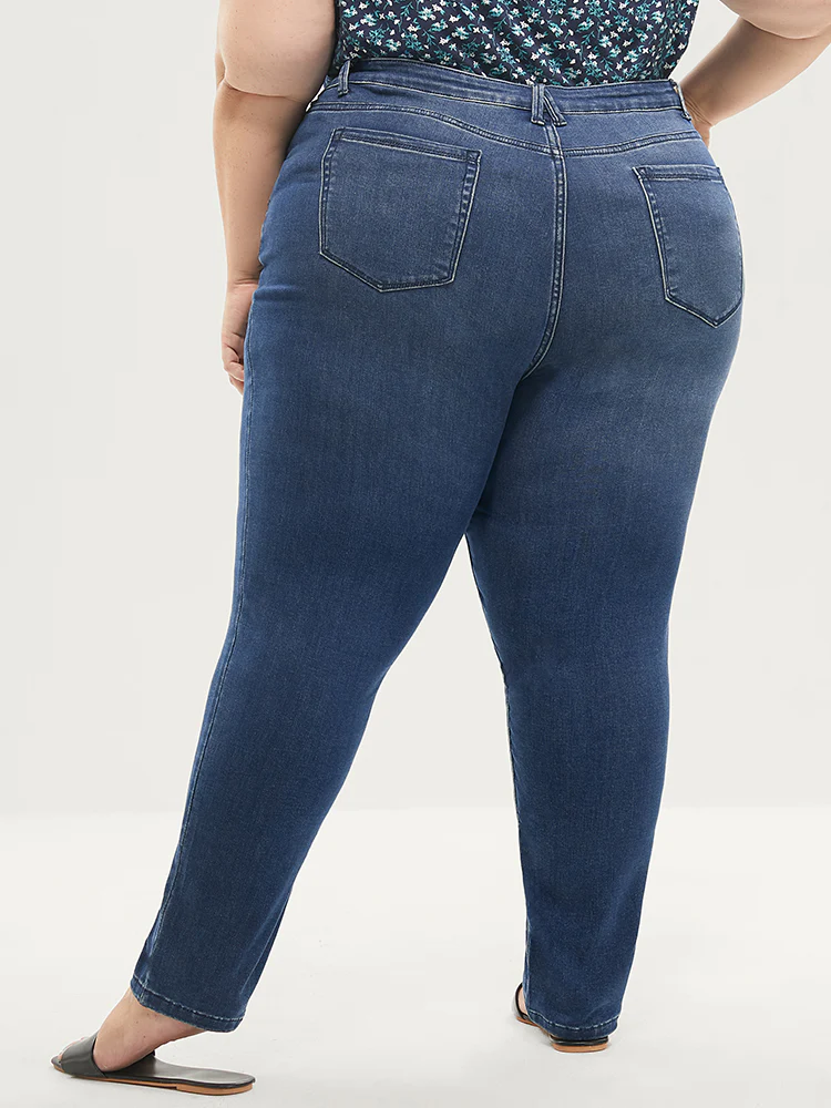 Skinny Extremely Stretchy High Rise Medium Wash Sculpt Waist Jeans - Image 9
