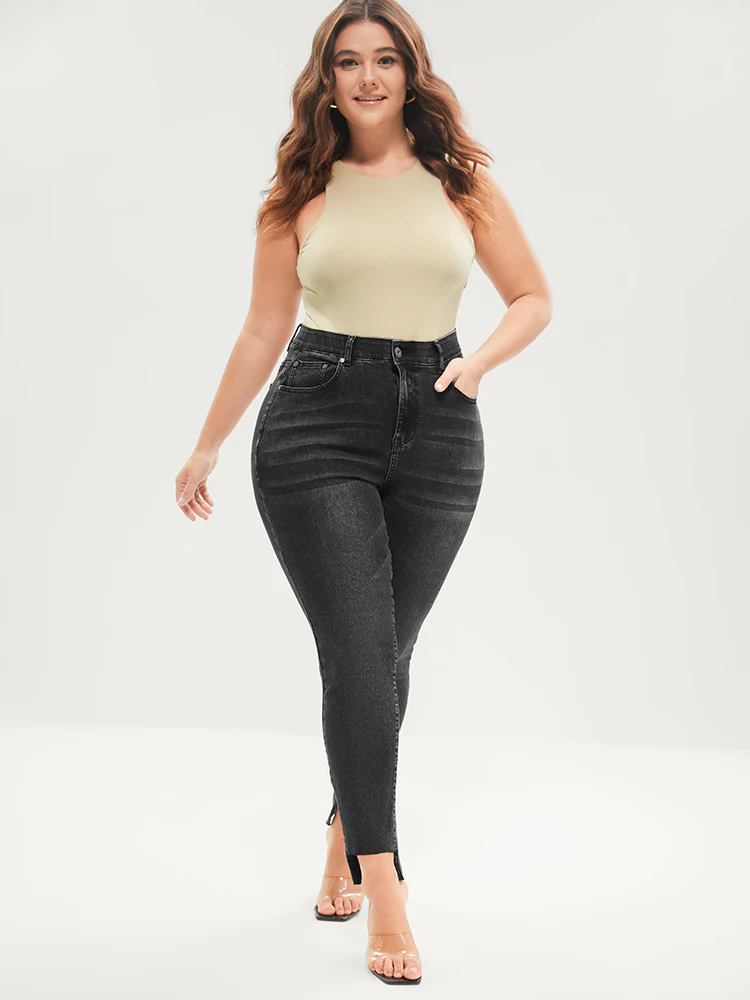 Skinny Moderately Stretchy Mid Rise Dark Wash Gap Proof Jeans - Image 2