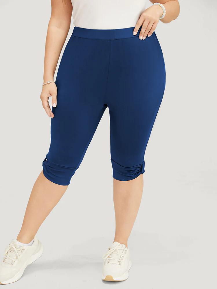 Skinny Ruched Detail Knee Leggings - Image 3
