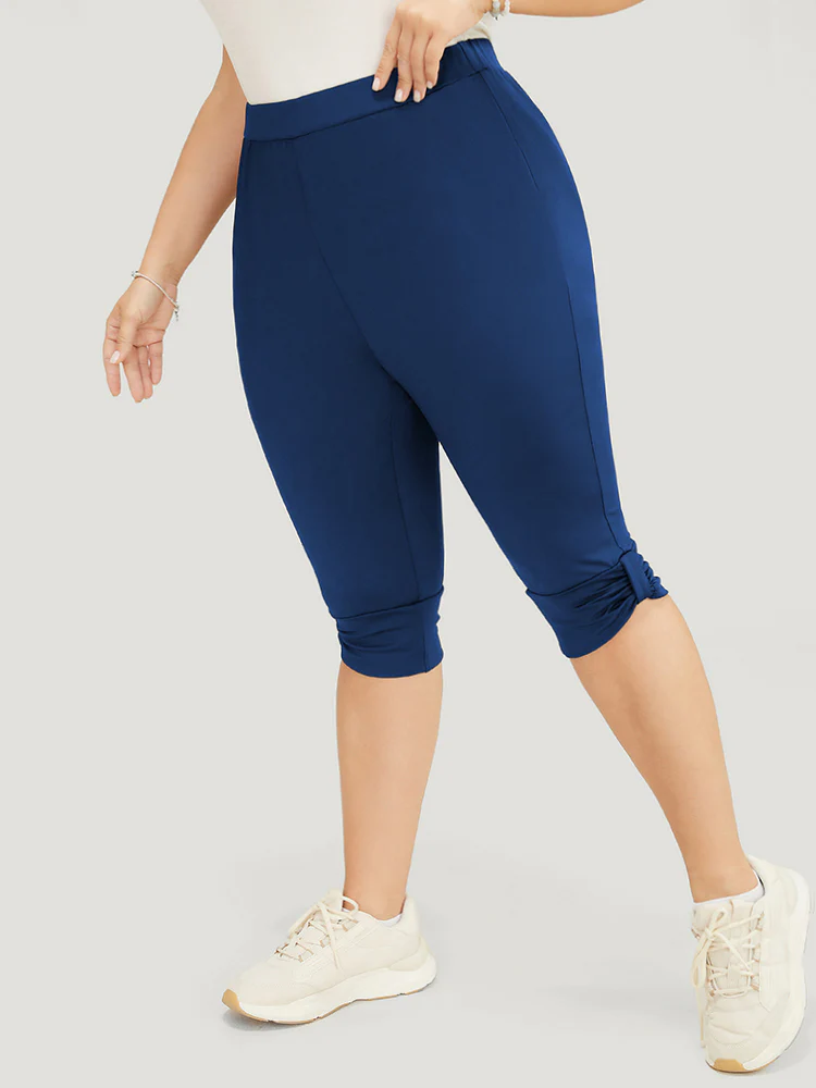 Skinny Ruched Detail Knee Leggings - Image 4
