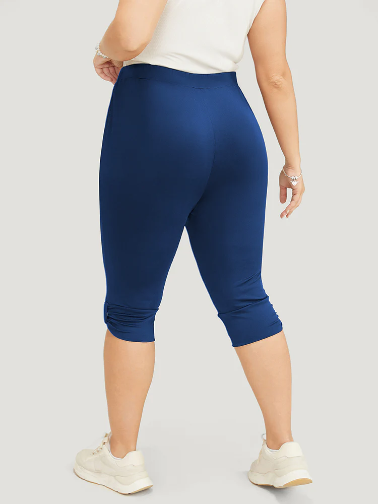 Skinny Ruched Detail Knee Leggings - Image 6
