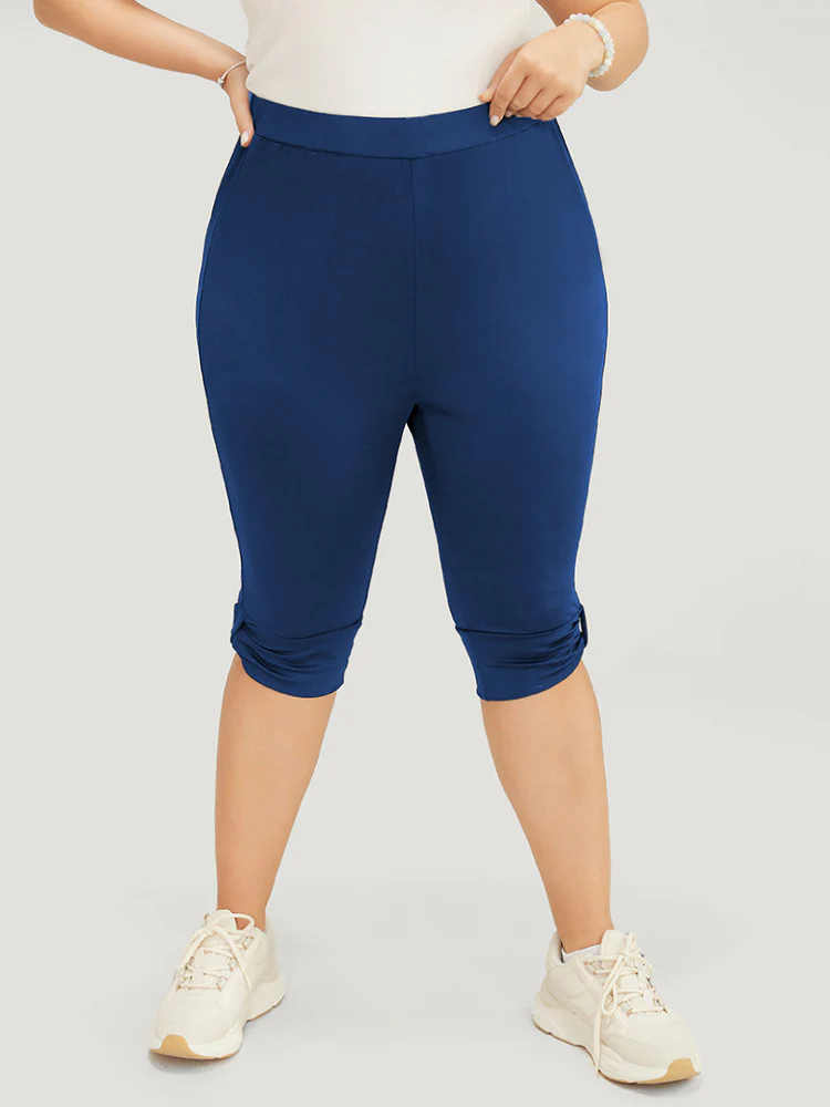 Skinny Ruched Detail Knee Leggings - Image 7