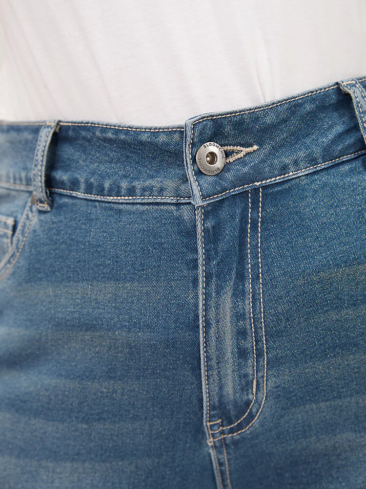 Skinny Very Stretchy High Rise Medium Wash Cropped Jeans - Image 11