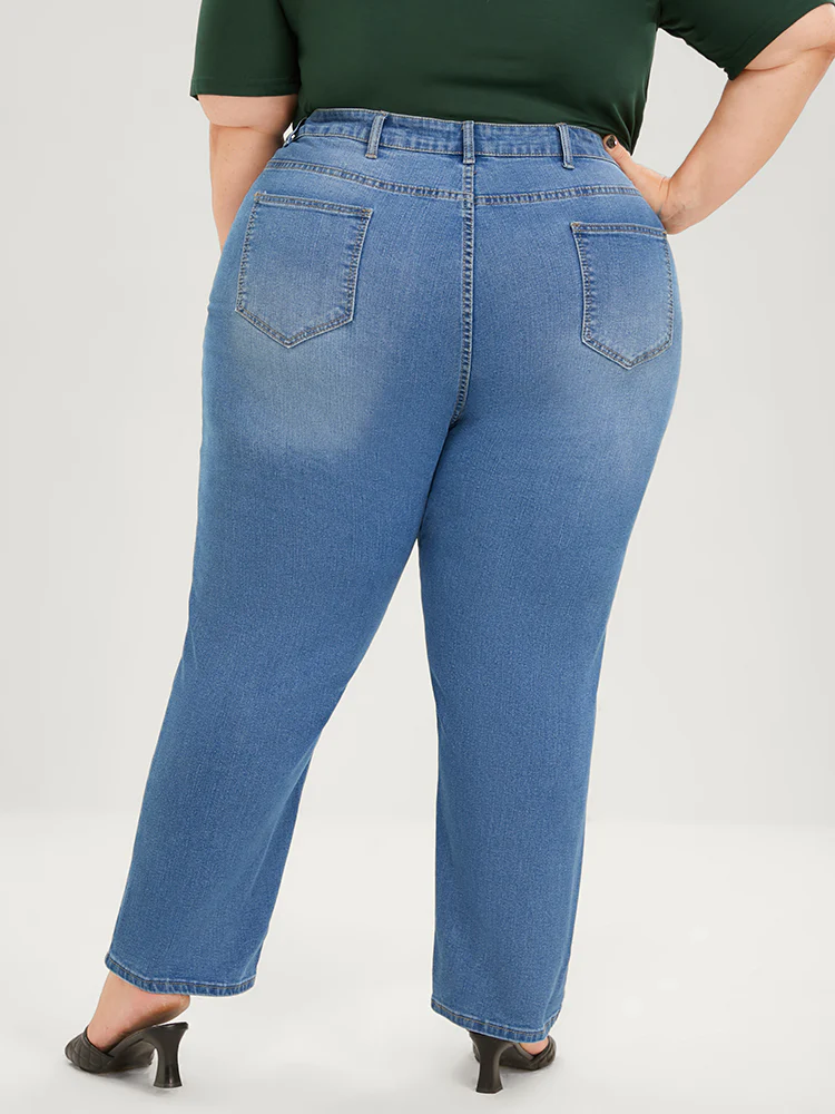 Skinny Very Stretchy High Rise Medium Wash Distressed  Ankle Jeans - Image 11