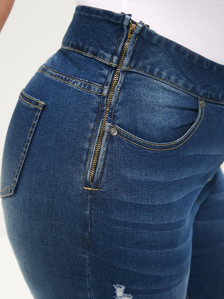 Skinny Very Stretchy  High Rise Medium Wash Sculpt Waist Jeans - Image 5