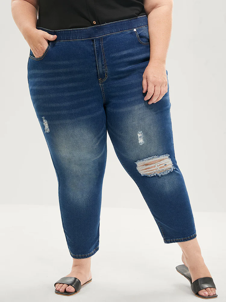 Skinny Very Stretchy  High Rise Medium Wash Sculpt Waist Jeans - Image 8