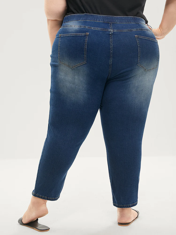 Skinny Very Stretchy  High Rise Medium Wash Sculpt Waist Jeans - Image 9