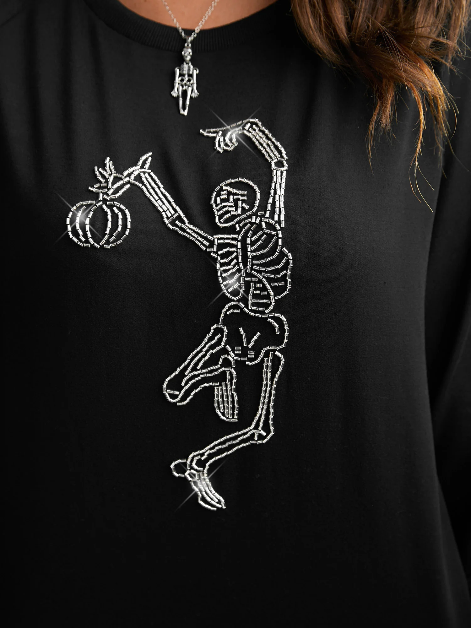 Skull Embellished Raglan Sweatshirt - Image 6