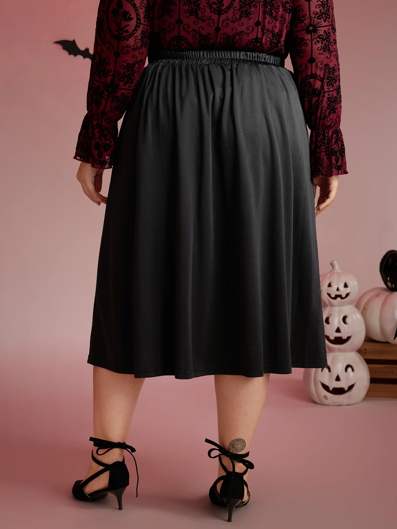Skull Mesh Panel Cross-Tie Maxi Skirt - Image 6