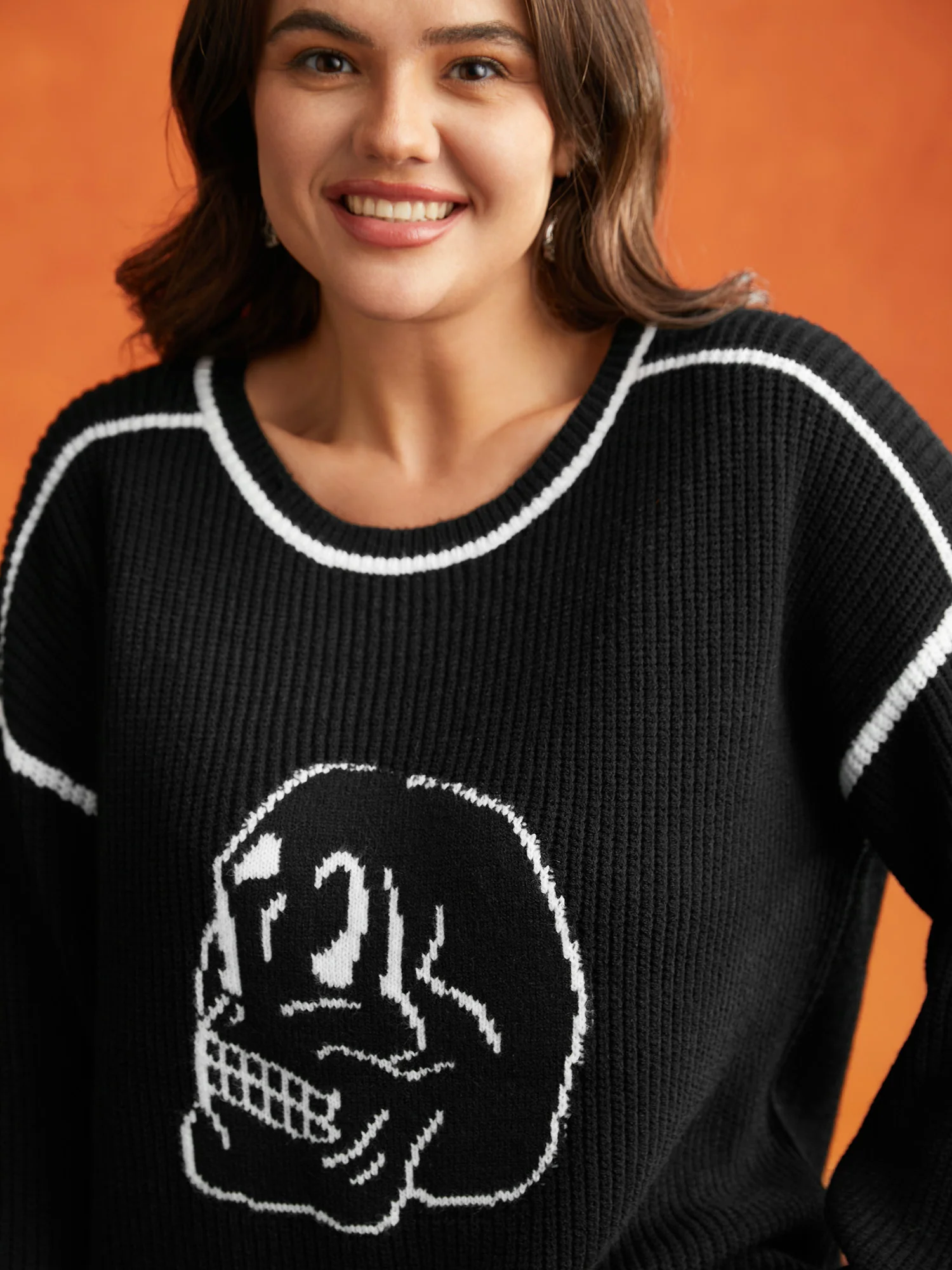 Skull Printed Balloon Sleeves Pullover - Image 2