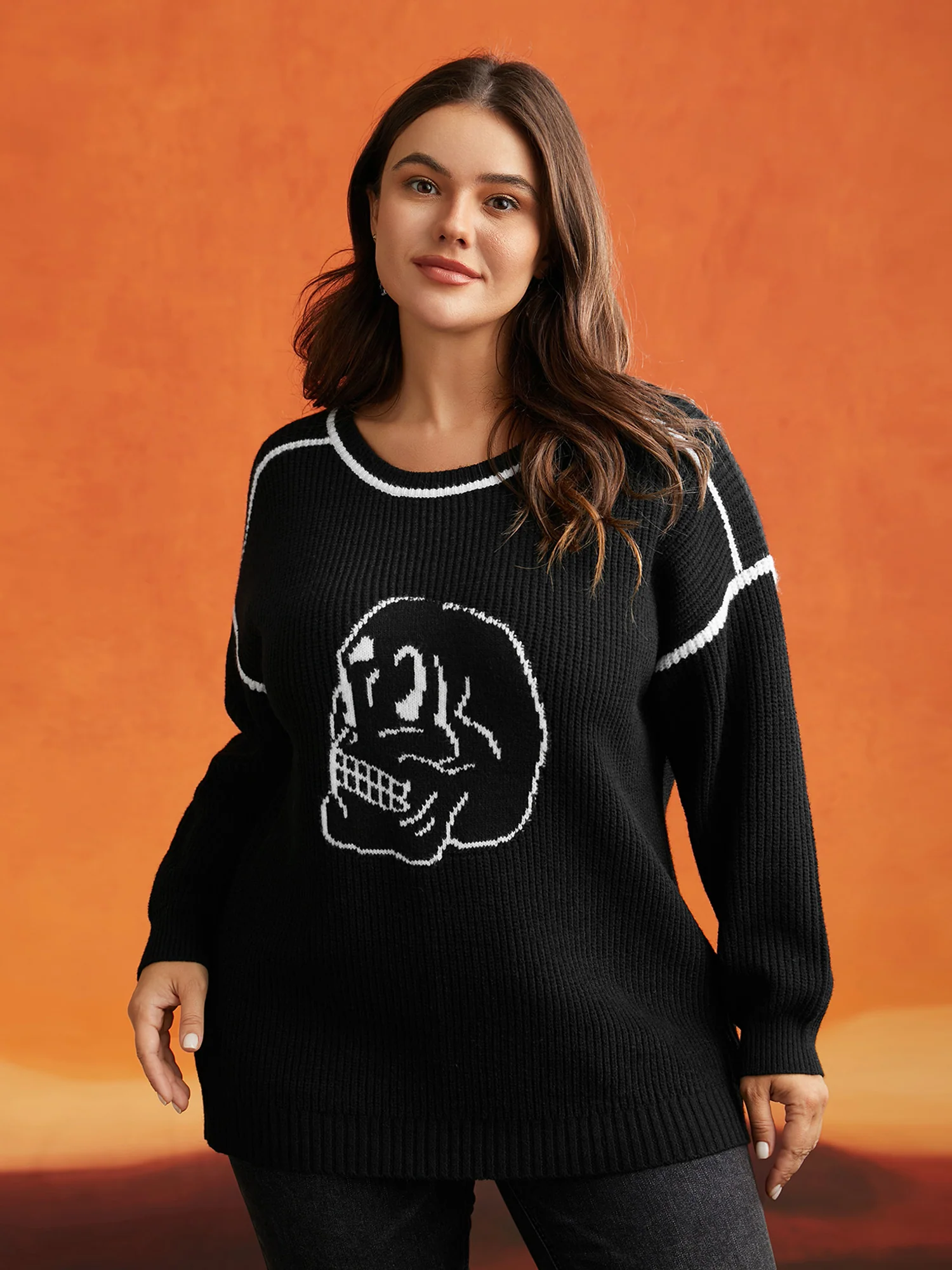 Skull Printed Balloon Sleeves Pullover - Image 3