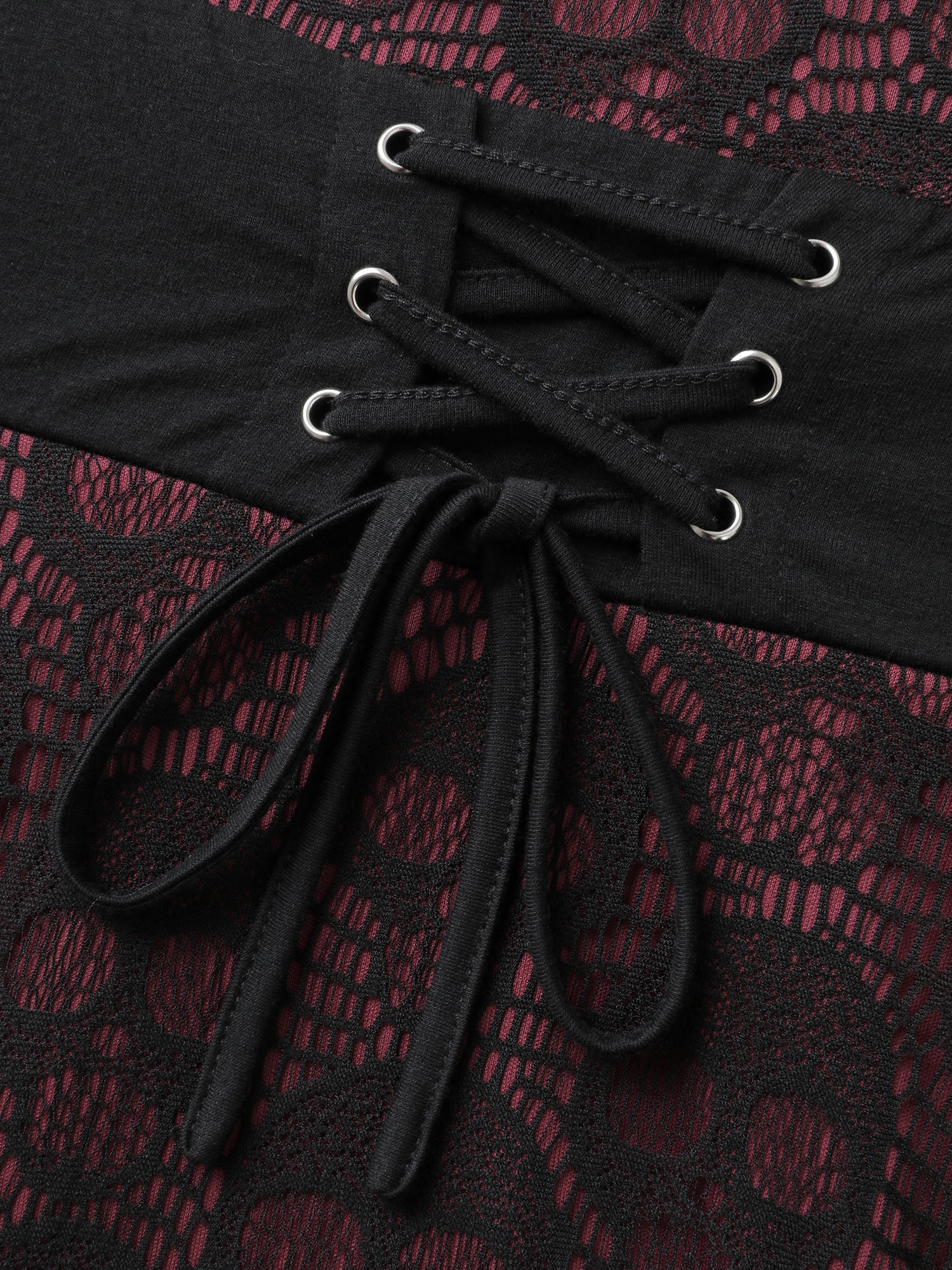 Skull Wide-Waist Tie Contrast Midi Dress - Image 5