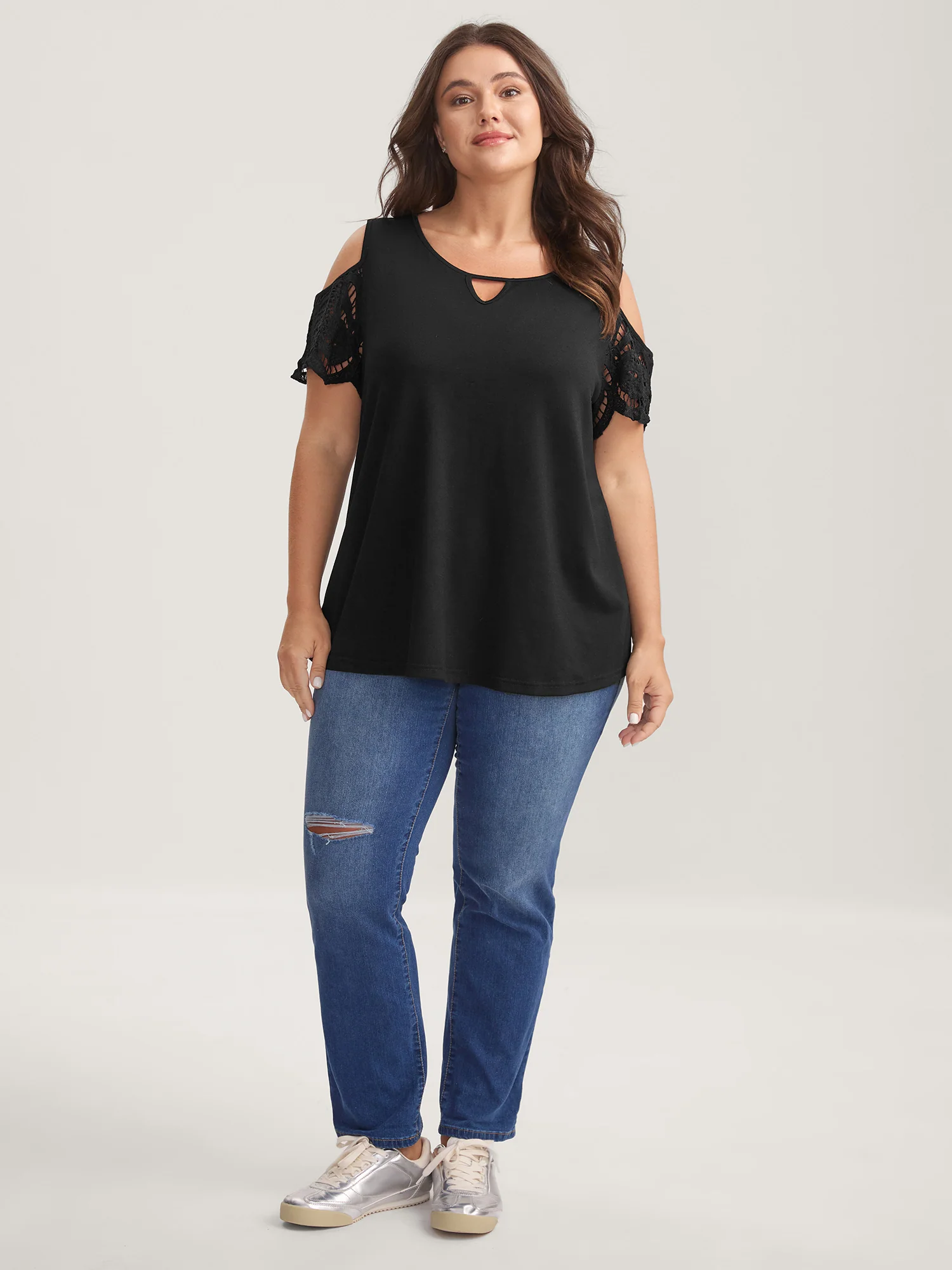 Sleeve Cut-Out Cold-Shoulder T-Shirt - Image 3