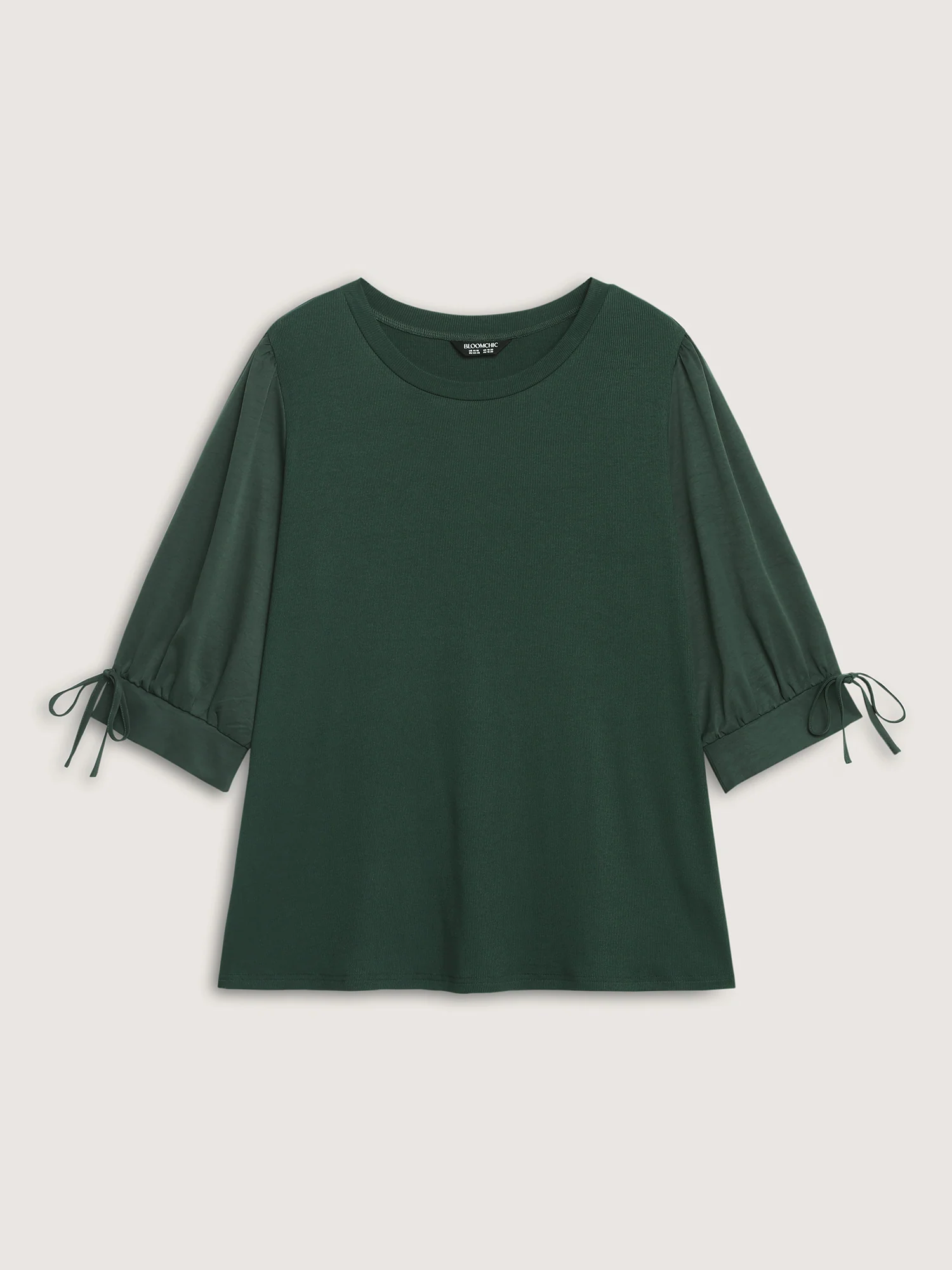Sleeve Tie Plain Knit Solid Top - Image 8