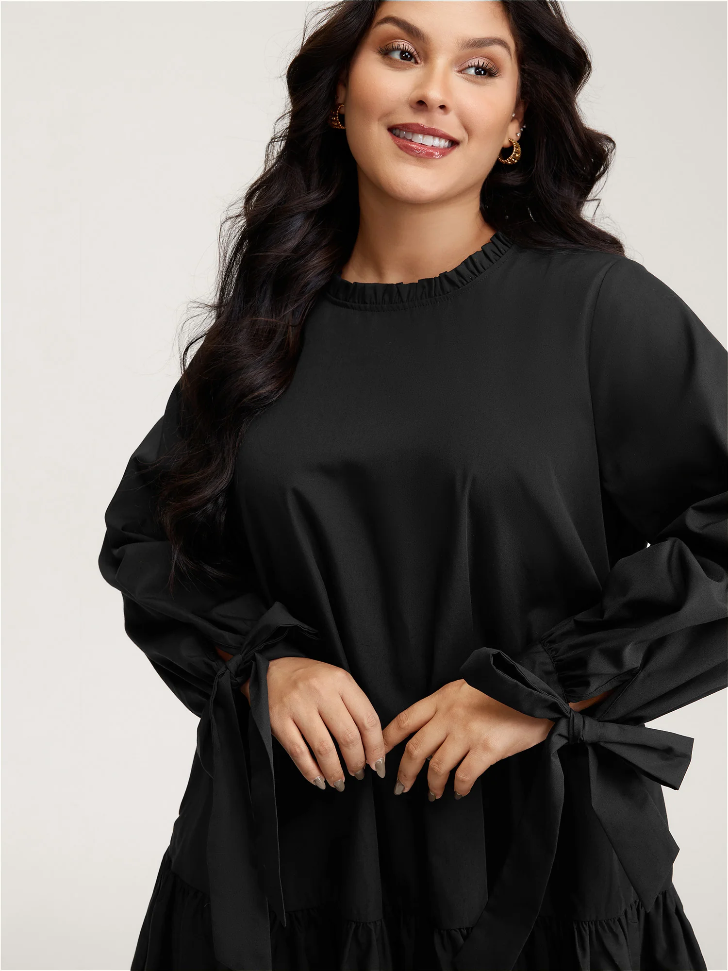 Sleeve-Tie Relaxed-Fit Knee-Length Dress - Image 2