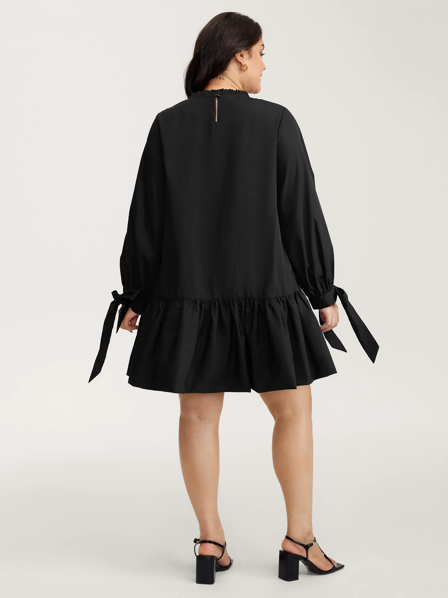 Sleeve-Tie Relaxed-Fit Knee-Length Dress - Image 4