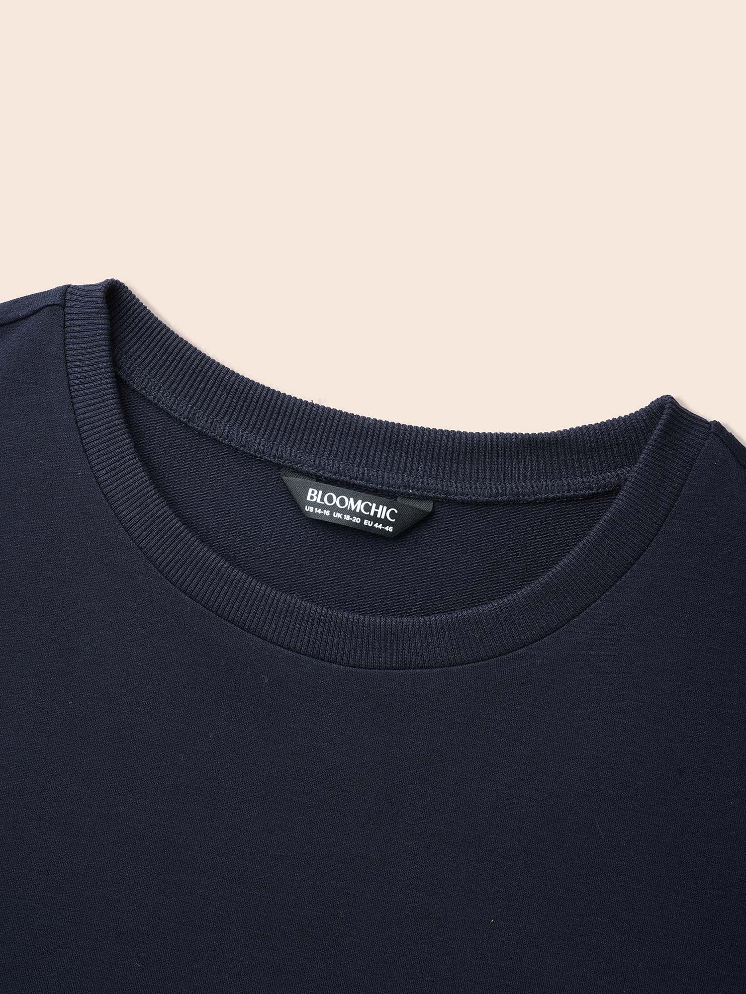 Slightly Stretchy Drop Shoulder Sleeve Sweatshirt - Image 6