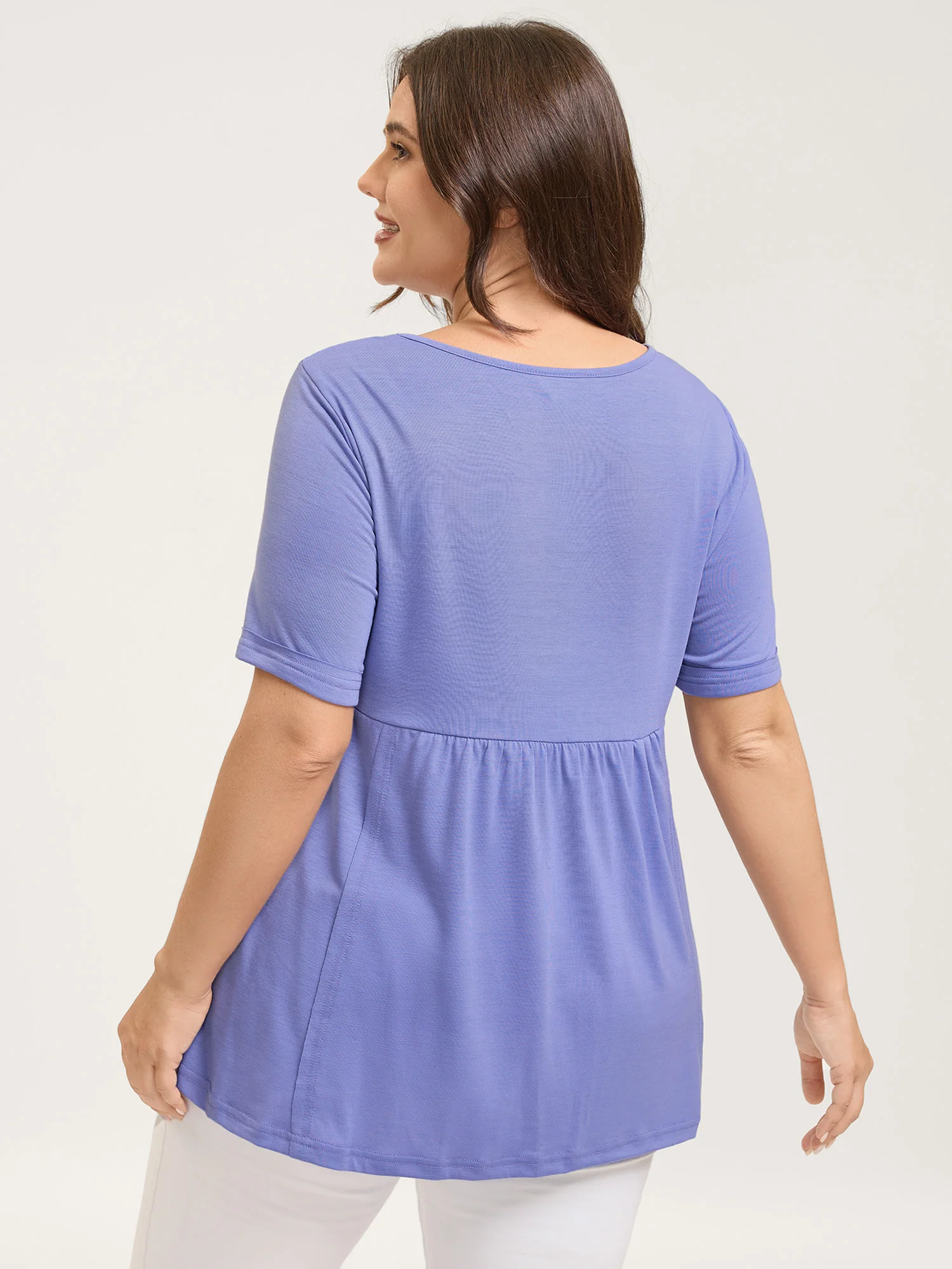 Slim Cut Plain Knit Round Neck Top - Image 4