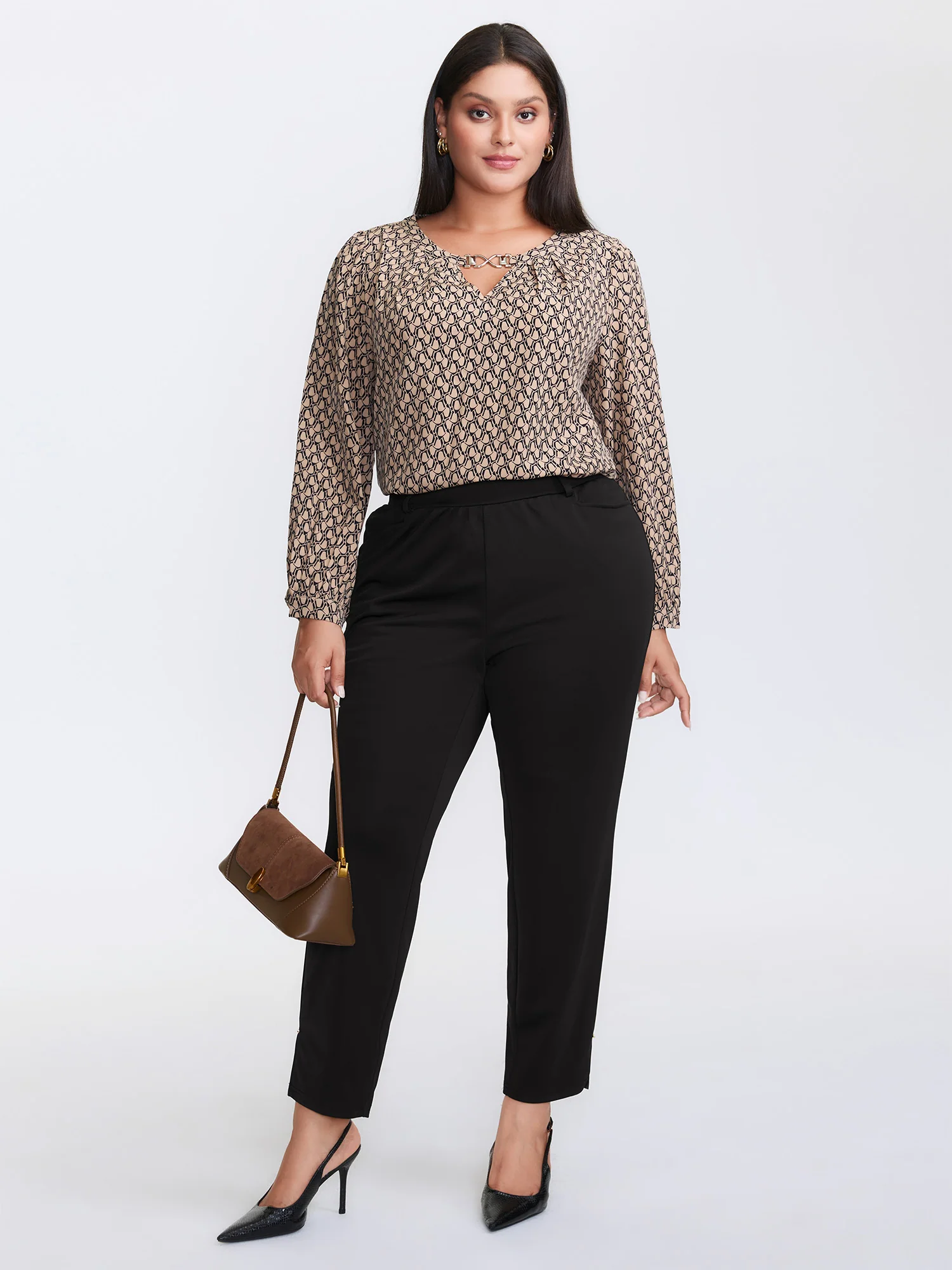 Slit Metal Detail Skinny-Fit Pants - Image 2