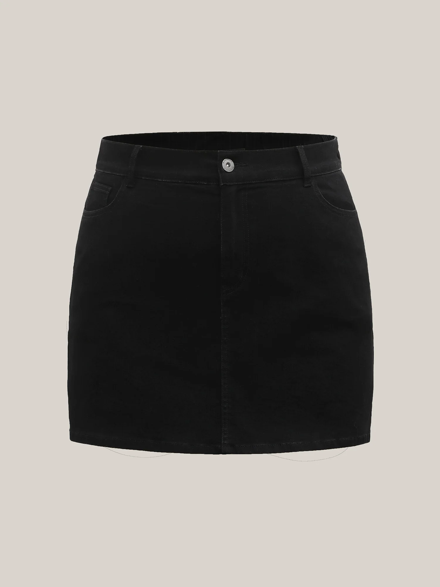 Plain Slit Fitted  Denim Skorts - Image 5