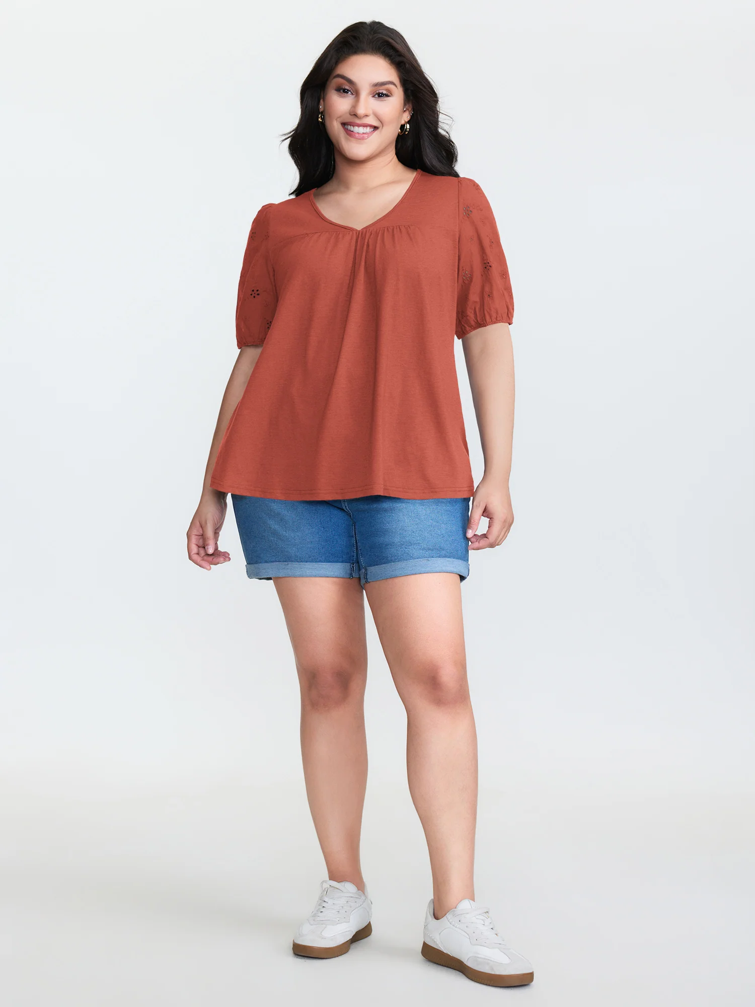 Cotton Slub Textured Embroidered Knit Top - Image 10