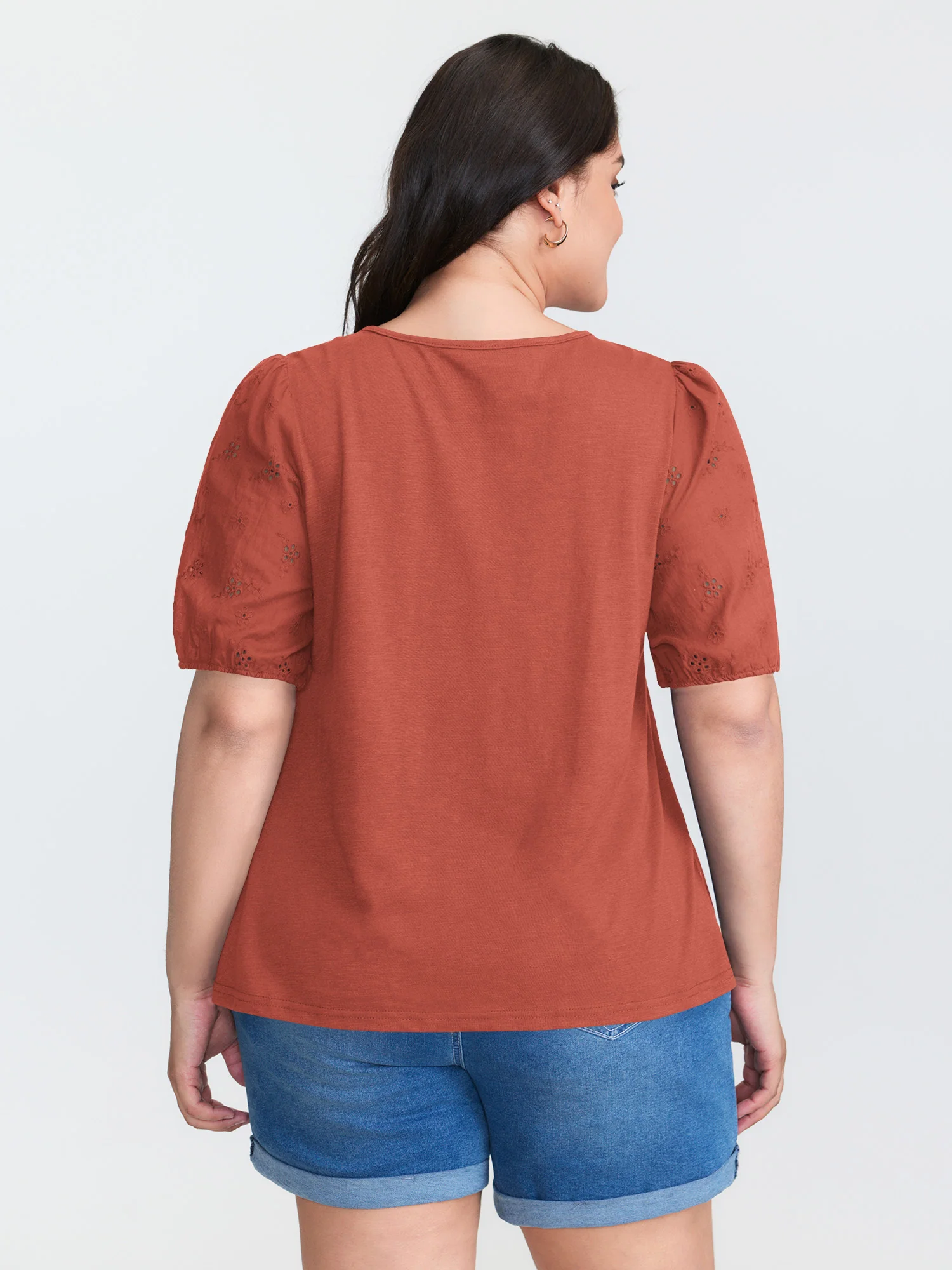 Cotton Slub Textured Embroidered Knit Top - Image 11