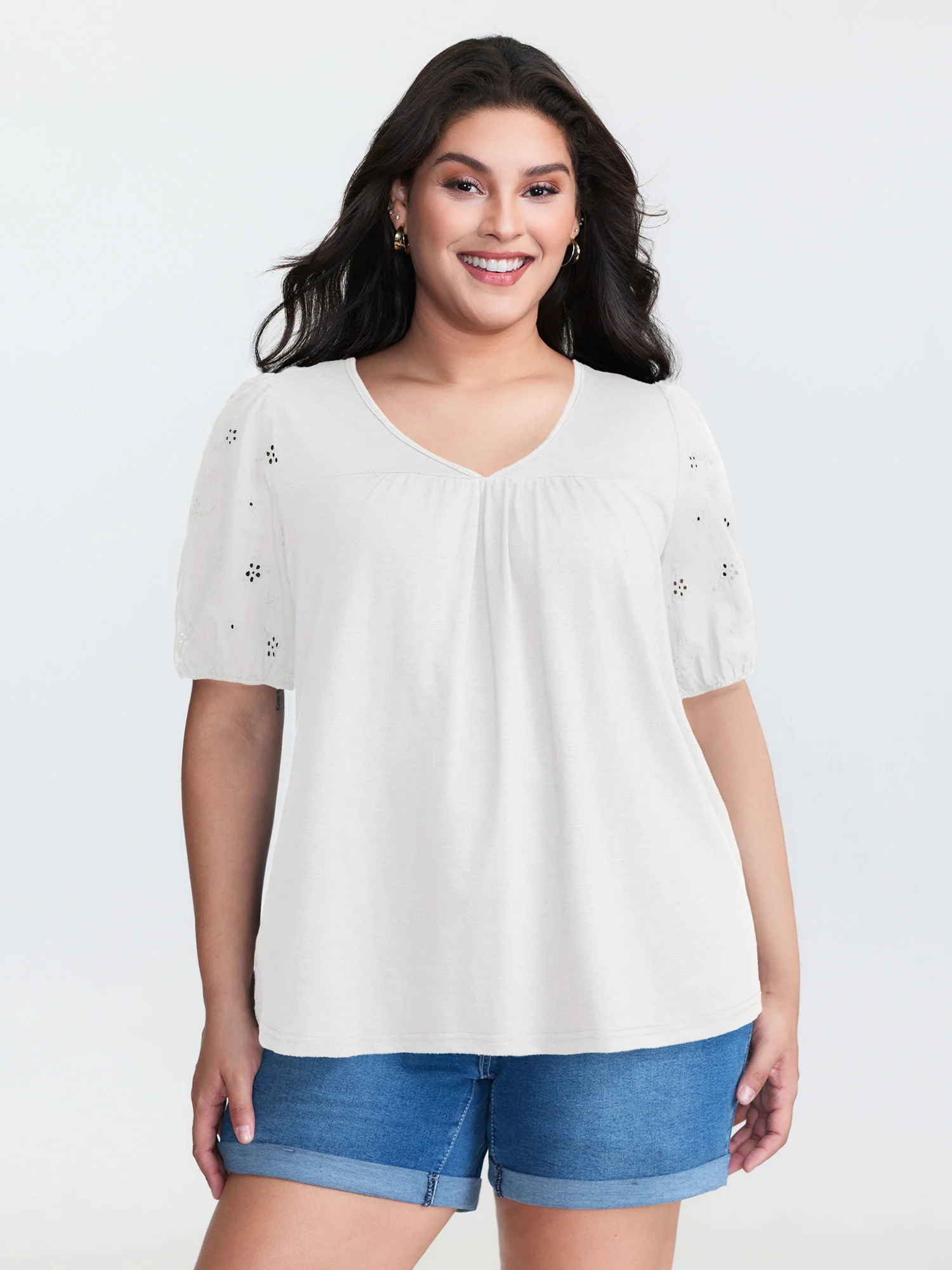 Cotton Slub Textured Embroidered Knit Top - Image 13