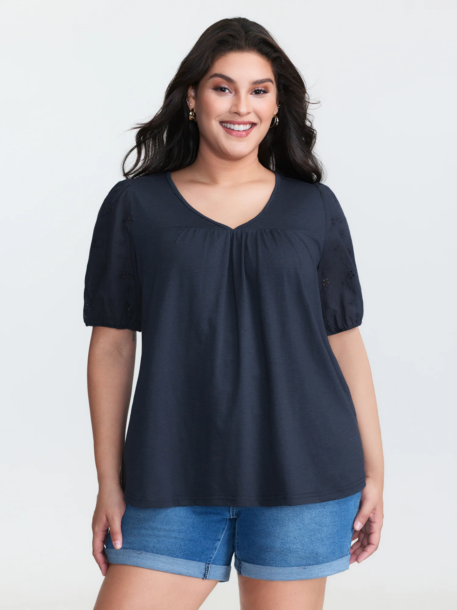 Cotton Slub Textured Embroidered Knit Top - Image 2