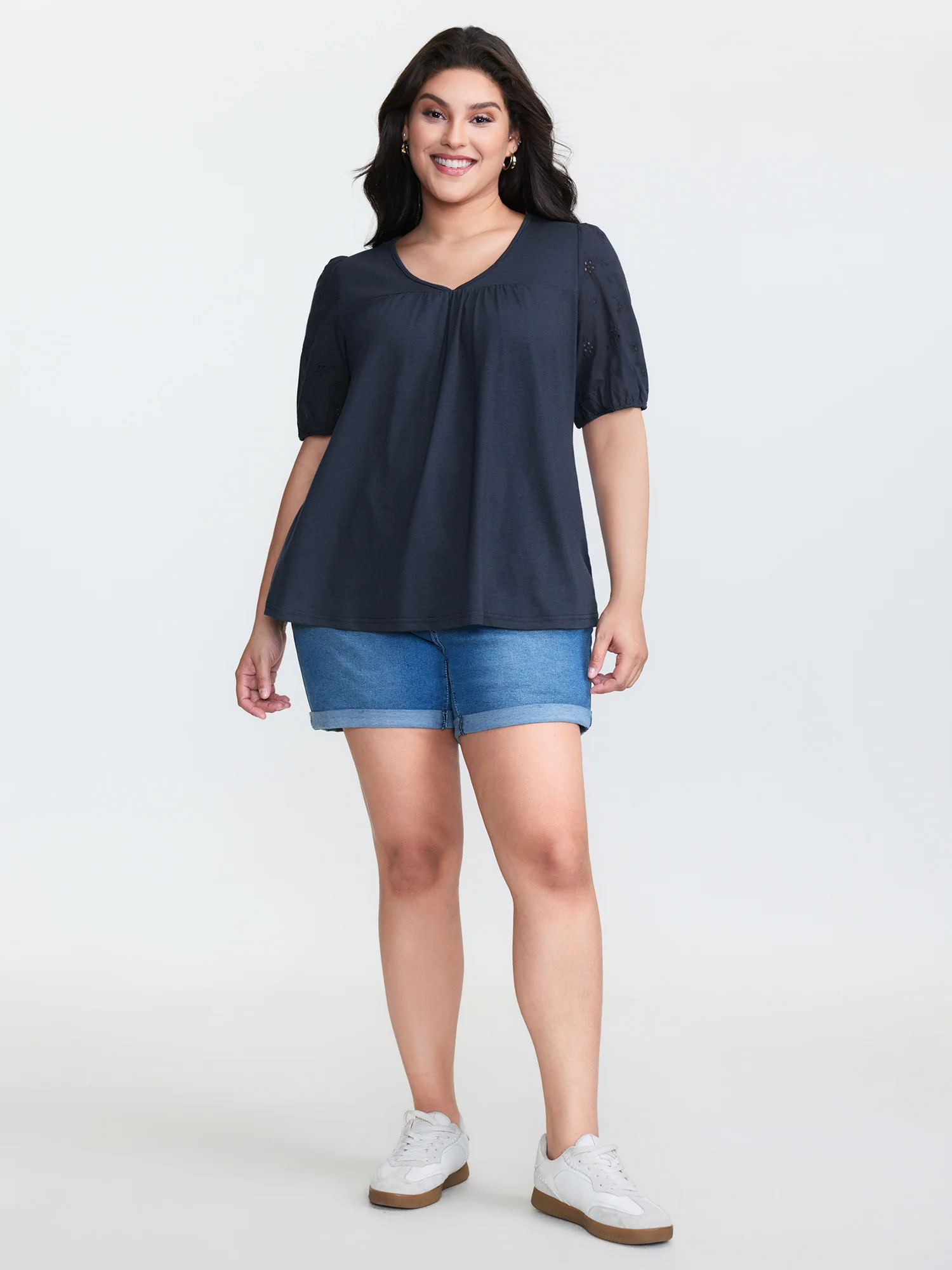 Cotton Slub Textured Embroidered Knit Top - Image 3