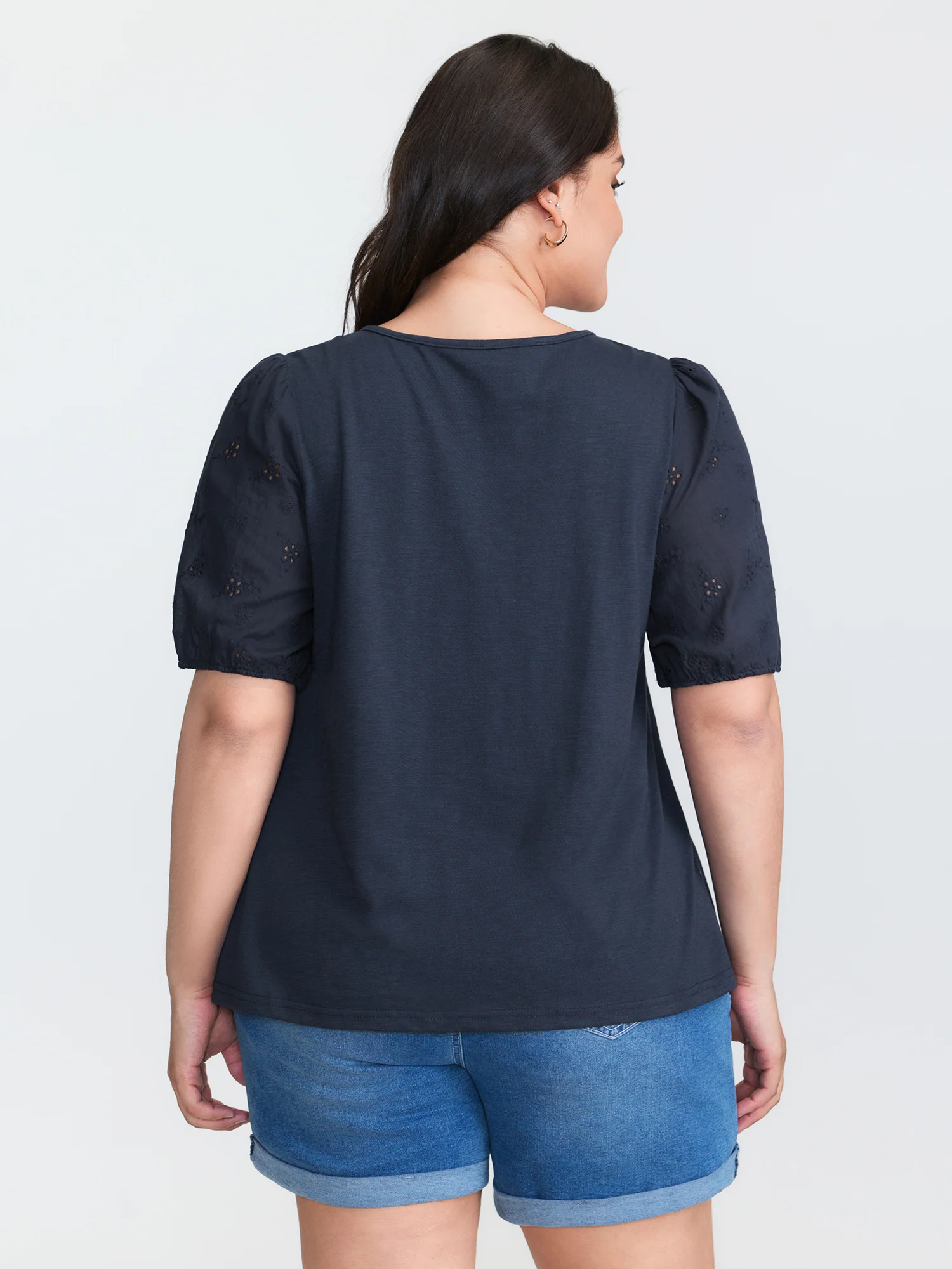 Cotton Slub Textured Embroidered Knit Top - Image 4