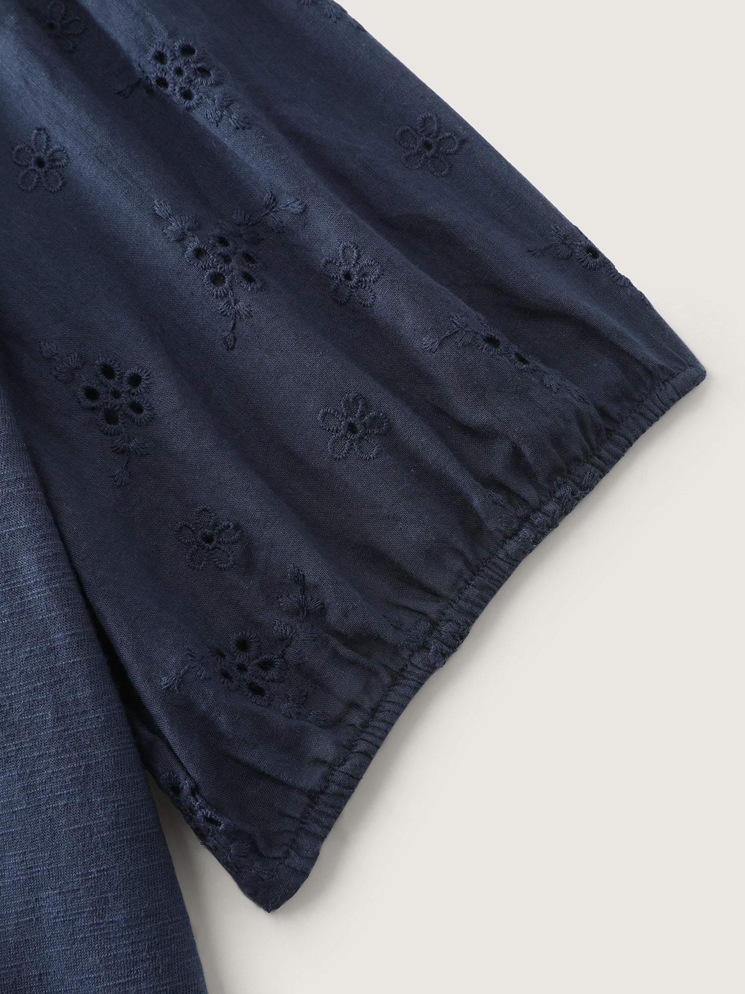 Cotton Slub Textured Embroidered Knit Top - Image 5