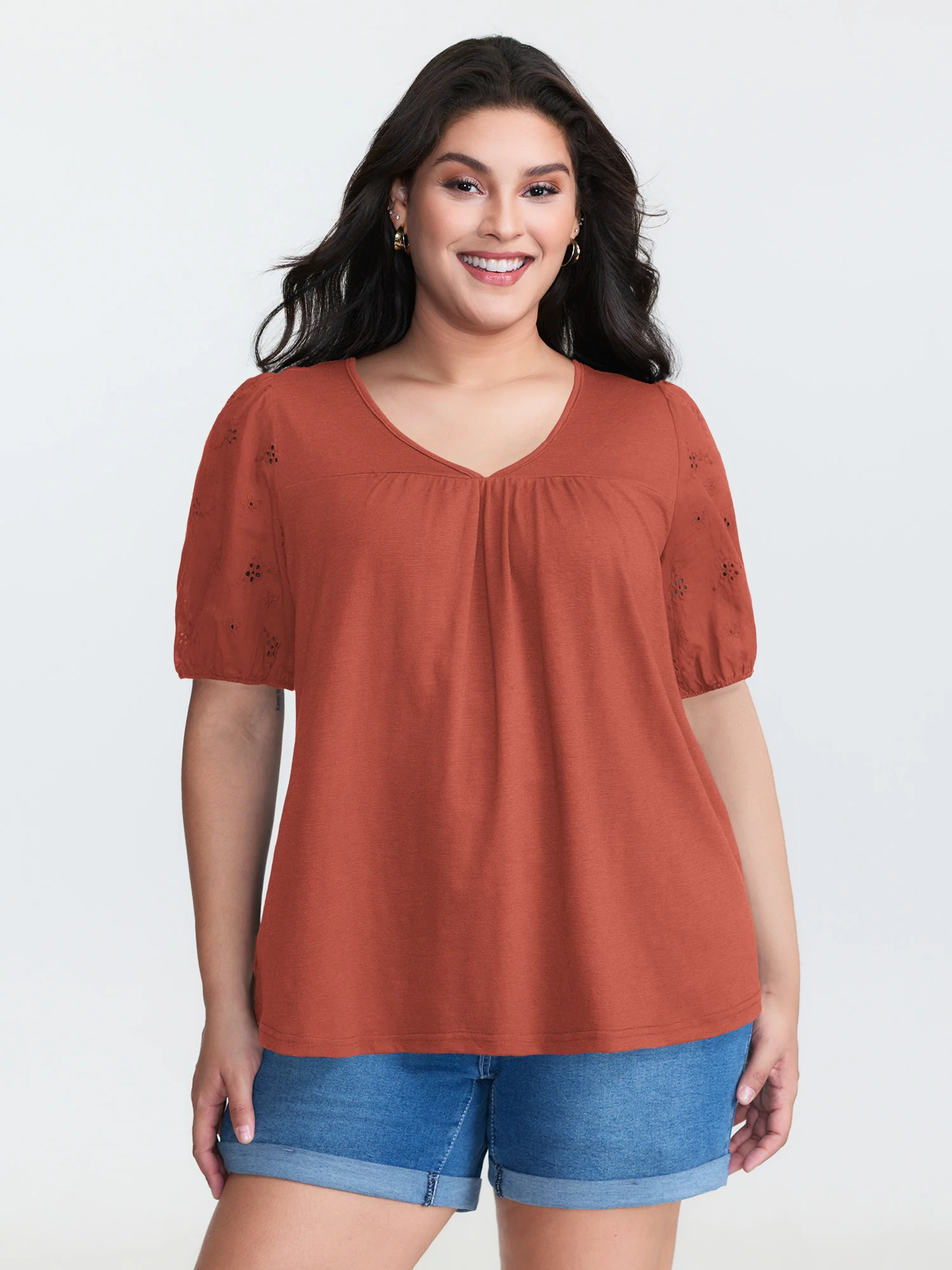 Cotton Slub Textured Embroidered Knit Top - Image 9