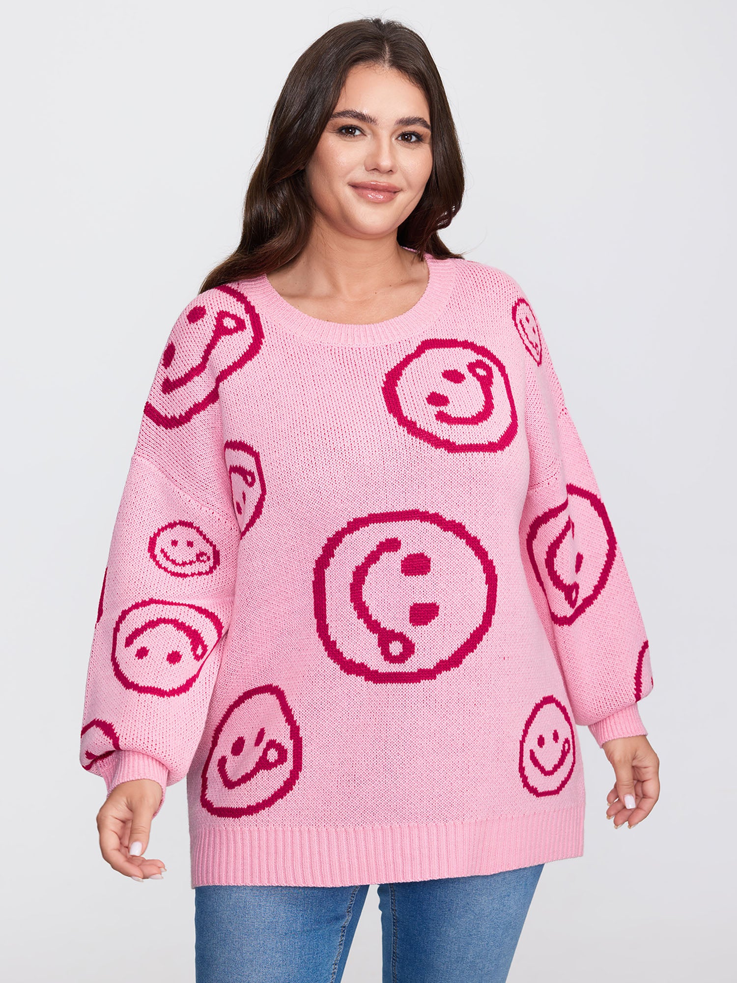 Smiley Pattern Jacquard Pullover - Image 2