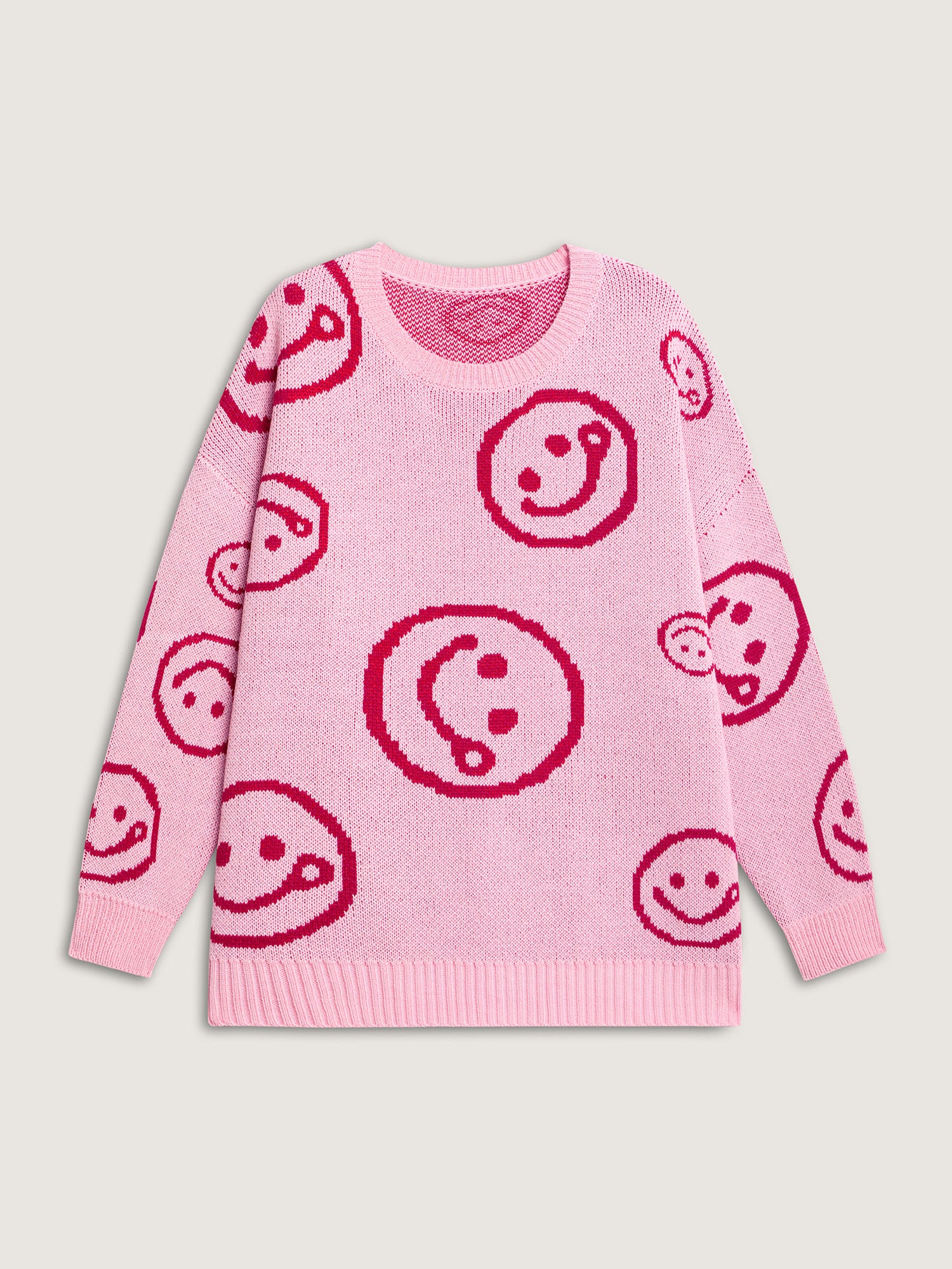 Smiley Pattern Jacquard Pullover - Image 5