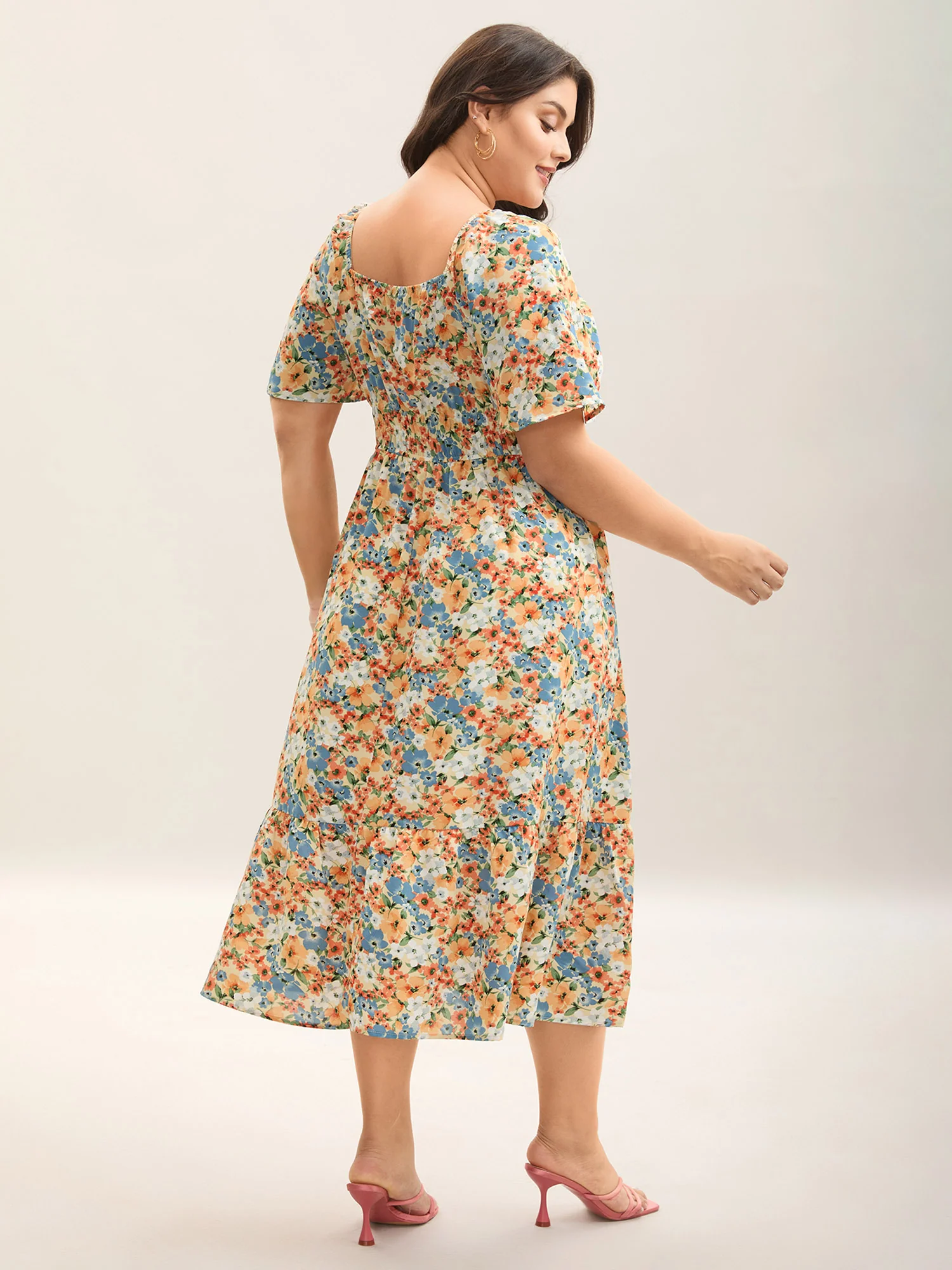 Smocked Waist Floral Ties Tiered Maxi Dress - Image 11