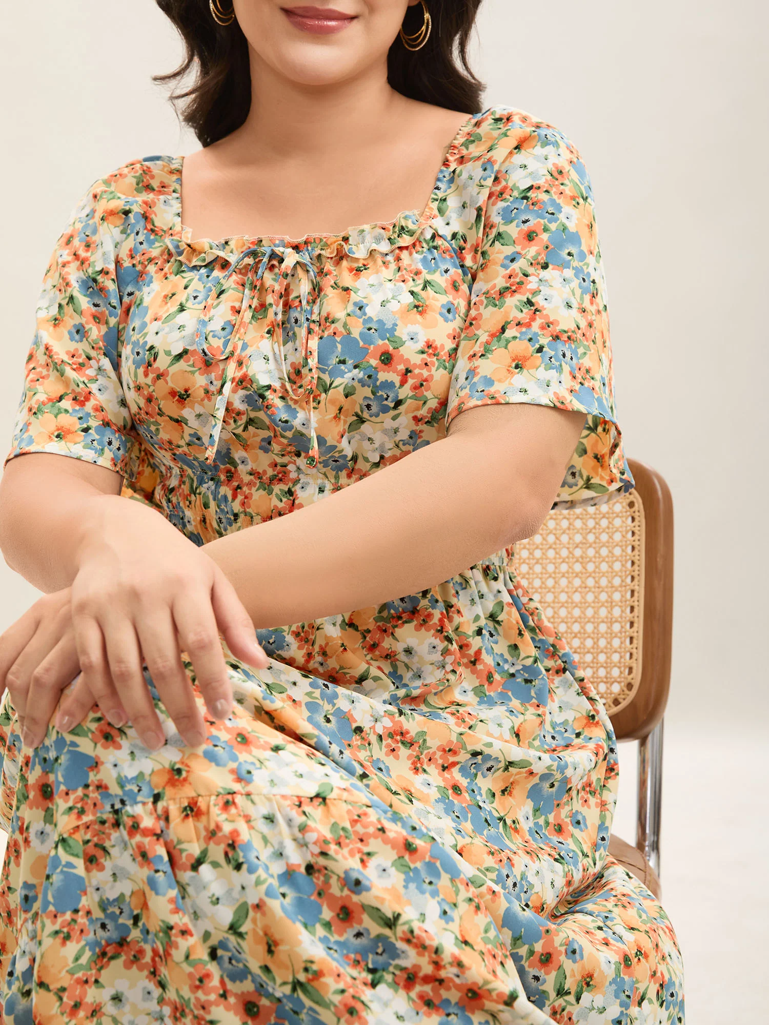 Smocked Waist Floral Ties Tiered Maxi Dress - Image 9