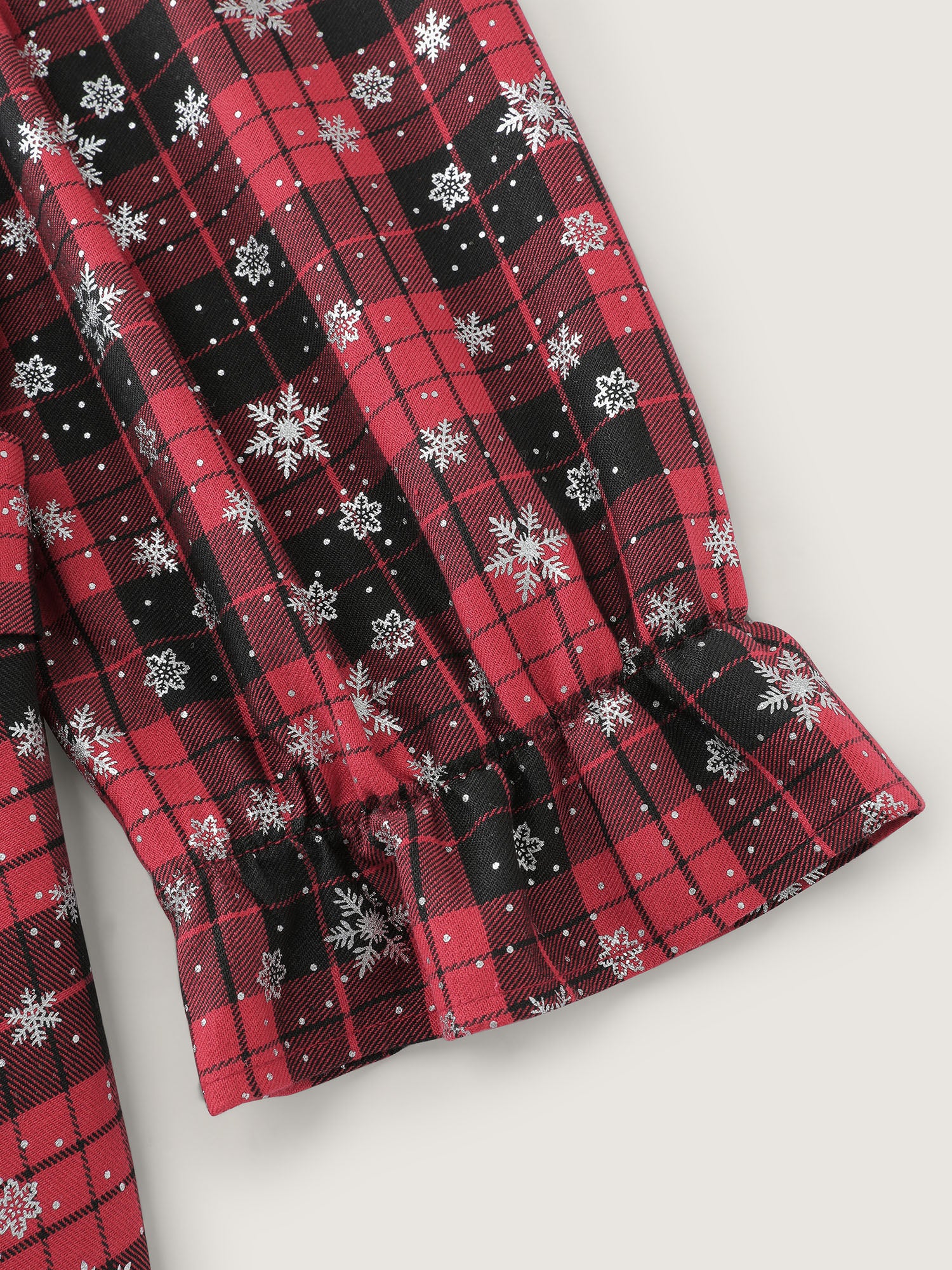 Snow Checkered Print Shirred Midi Dress - Image 6