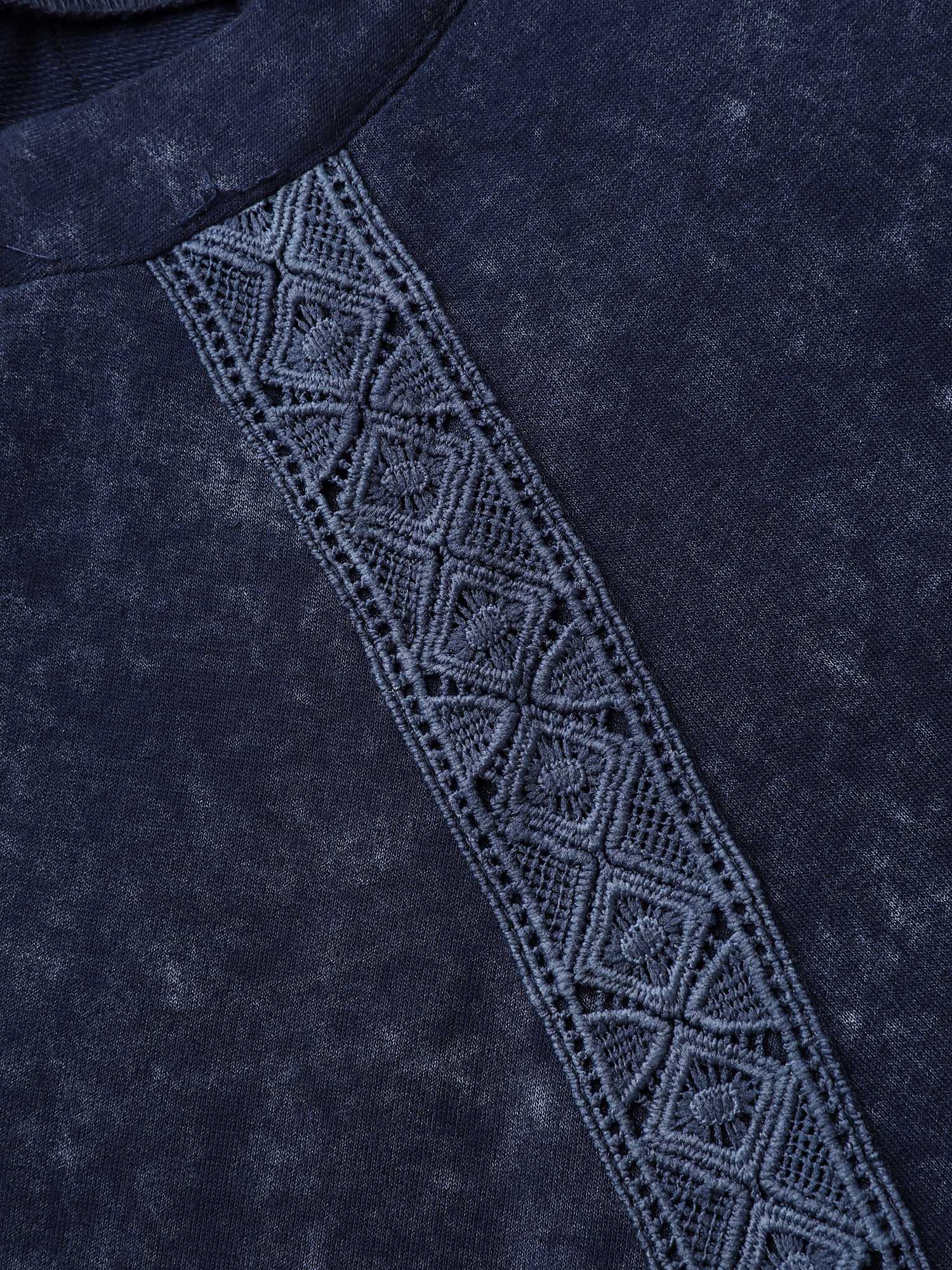 Snow Wash Effect Lace Trim Sweatshirt - Image 5