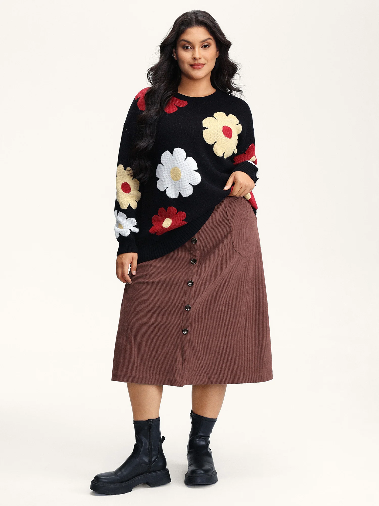 Snowflake Effect Button Detail Maxi Skirt - Image 2